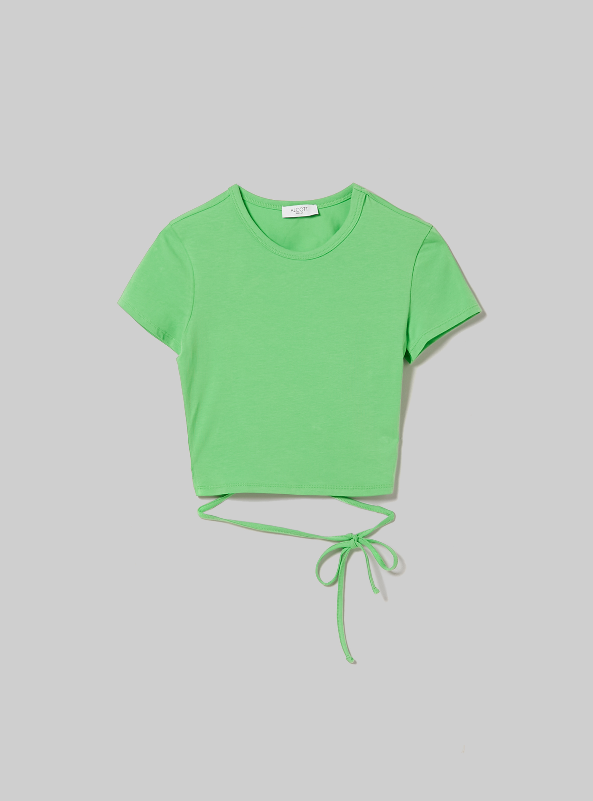 Cropped lace up t-shirt, GN2 GREEN MEDIUM