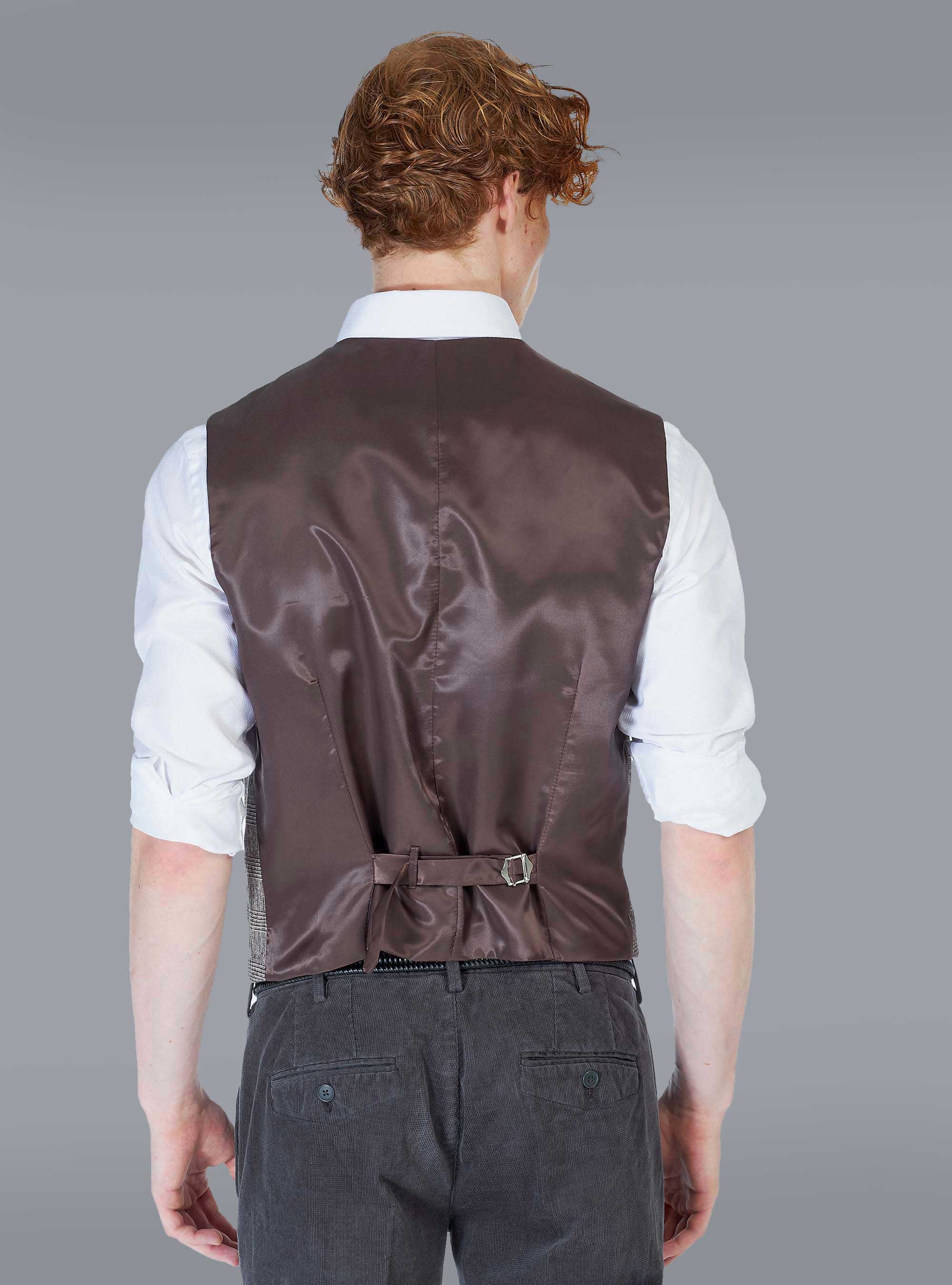 Gilet doppiopetto principe di Galles, MARRONE SCURO