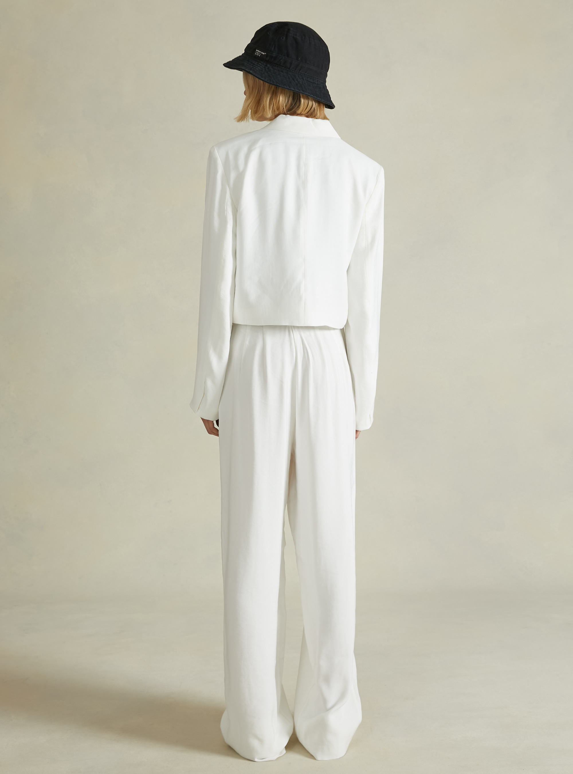 Double breasted soft touch cropped blazer, WH2 WHITE