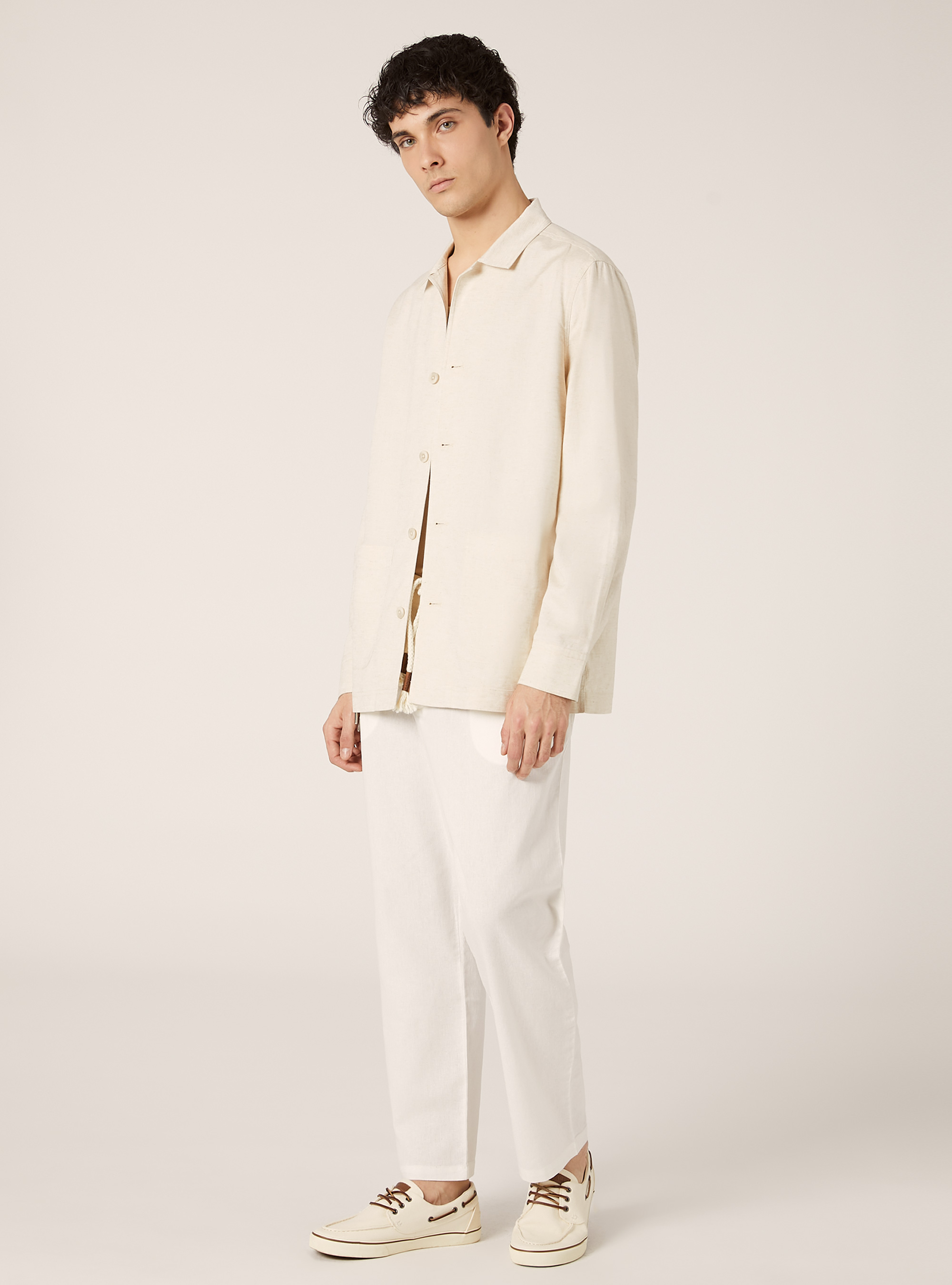 Linen blend shirt jacket, MBG3 BEIGE MEL LIGHT