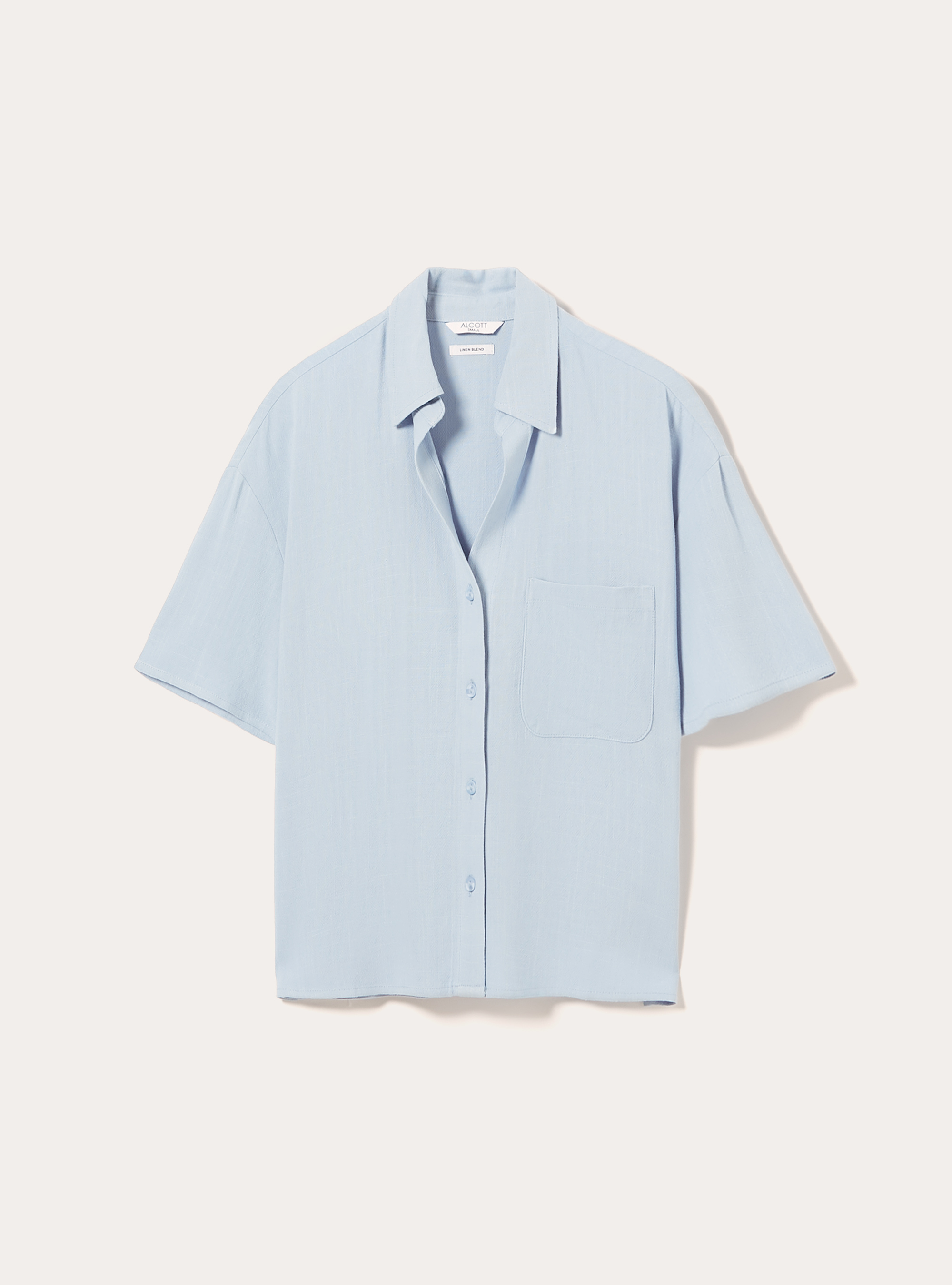 Chemise courte en lin m&eacute;lang&eacute;, AZ3 AZURE LIGHT