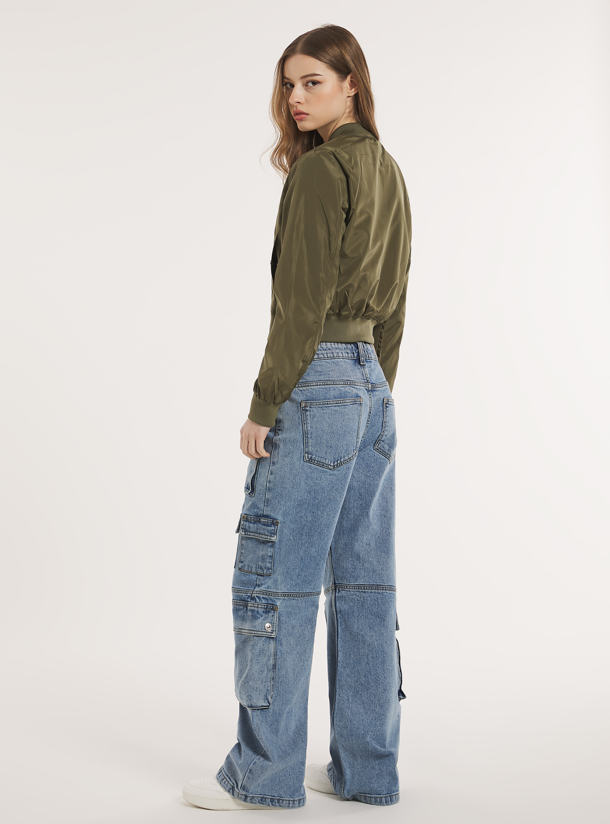 Shiny cropped bomber jacket, KY2 KAKY MEDIUM