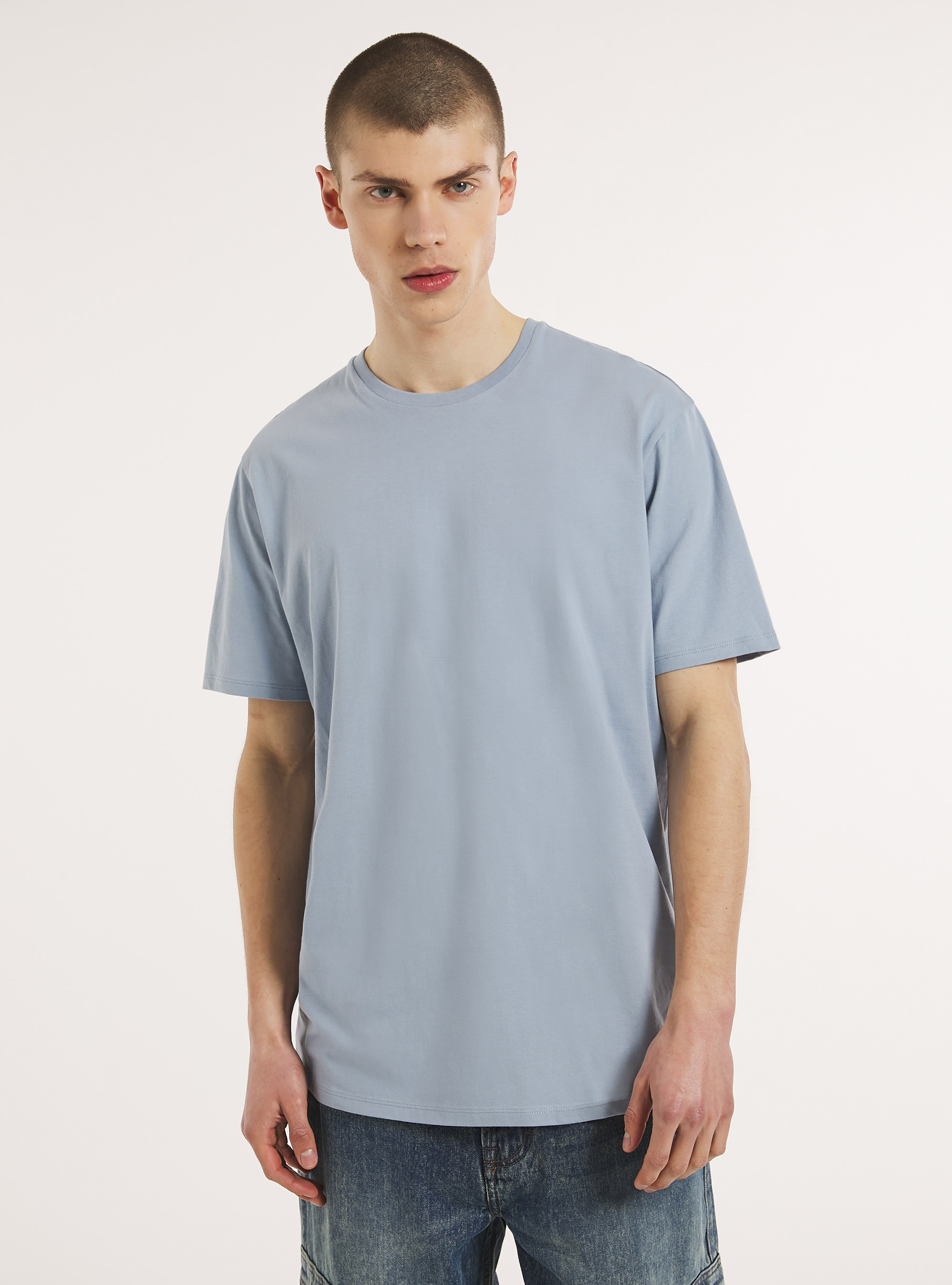 Crew-neck cotton T-shirt, AZ3 AZURE LIGHT