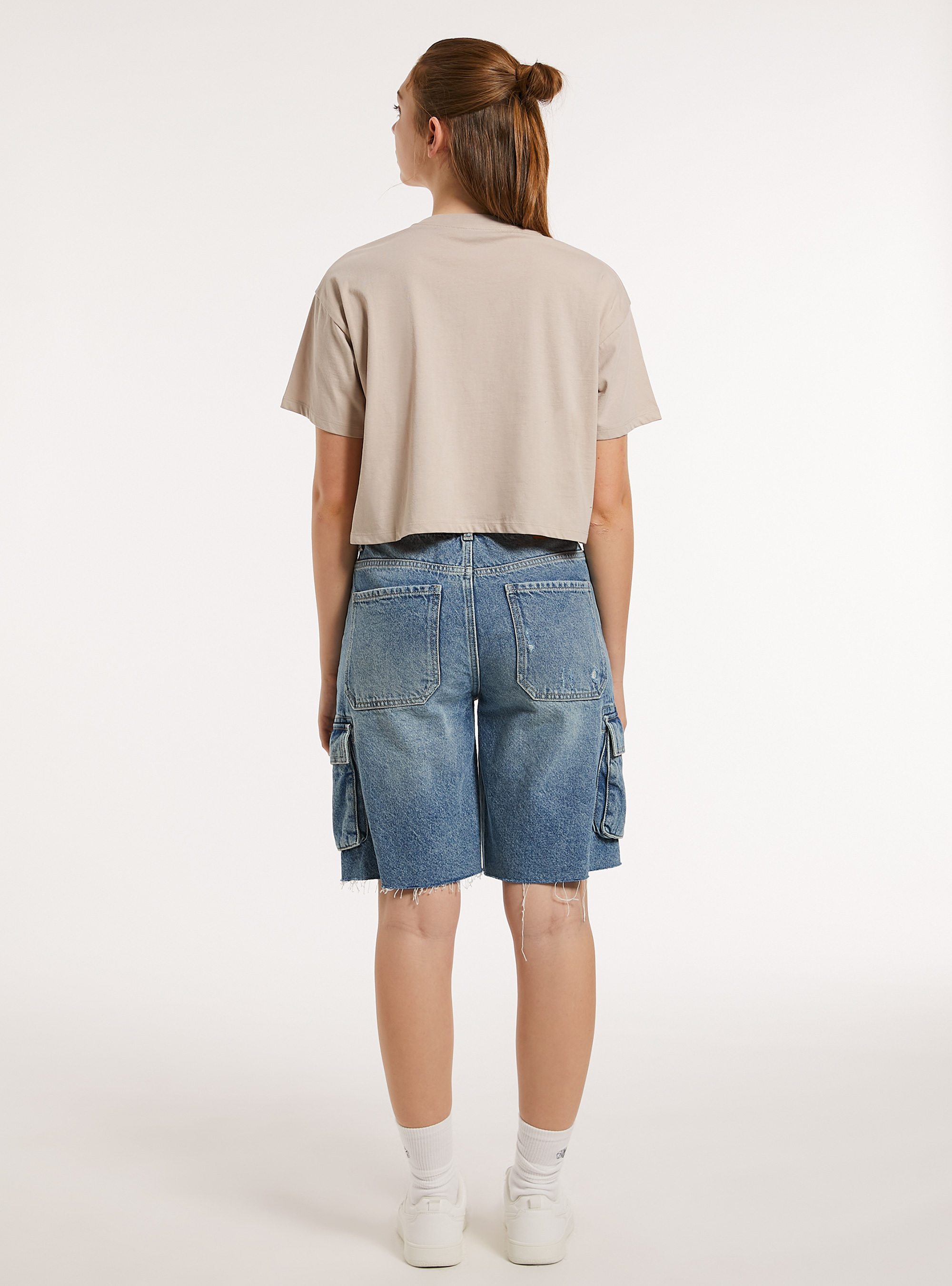 Camiseta corta de algodón, BG3 BEIGE LIGHT