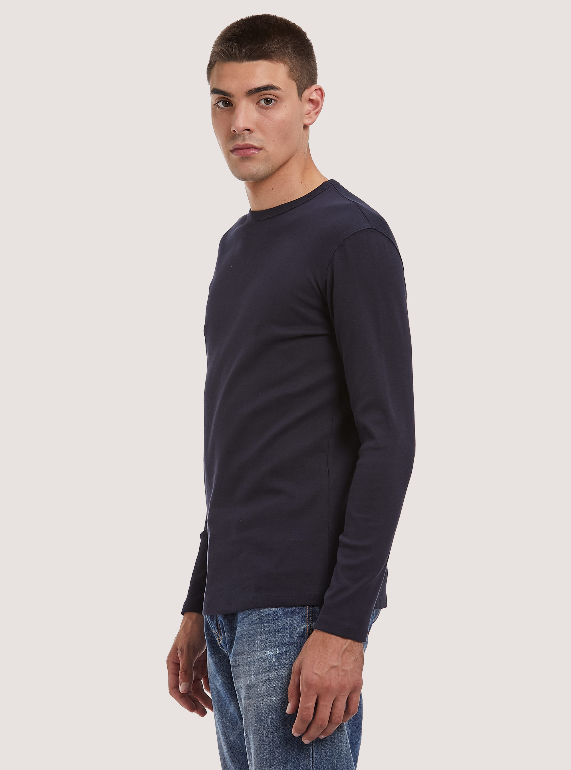Long-sleeved cotton T-shirt, NA1 NAVY DARK