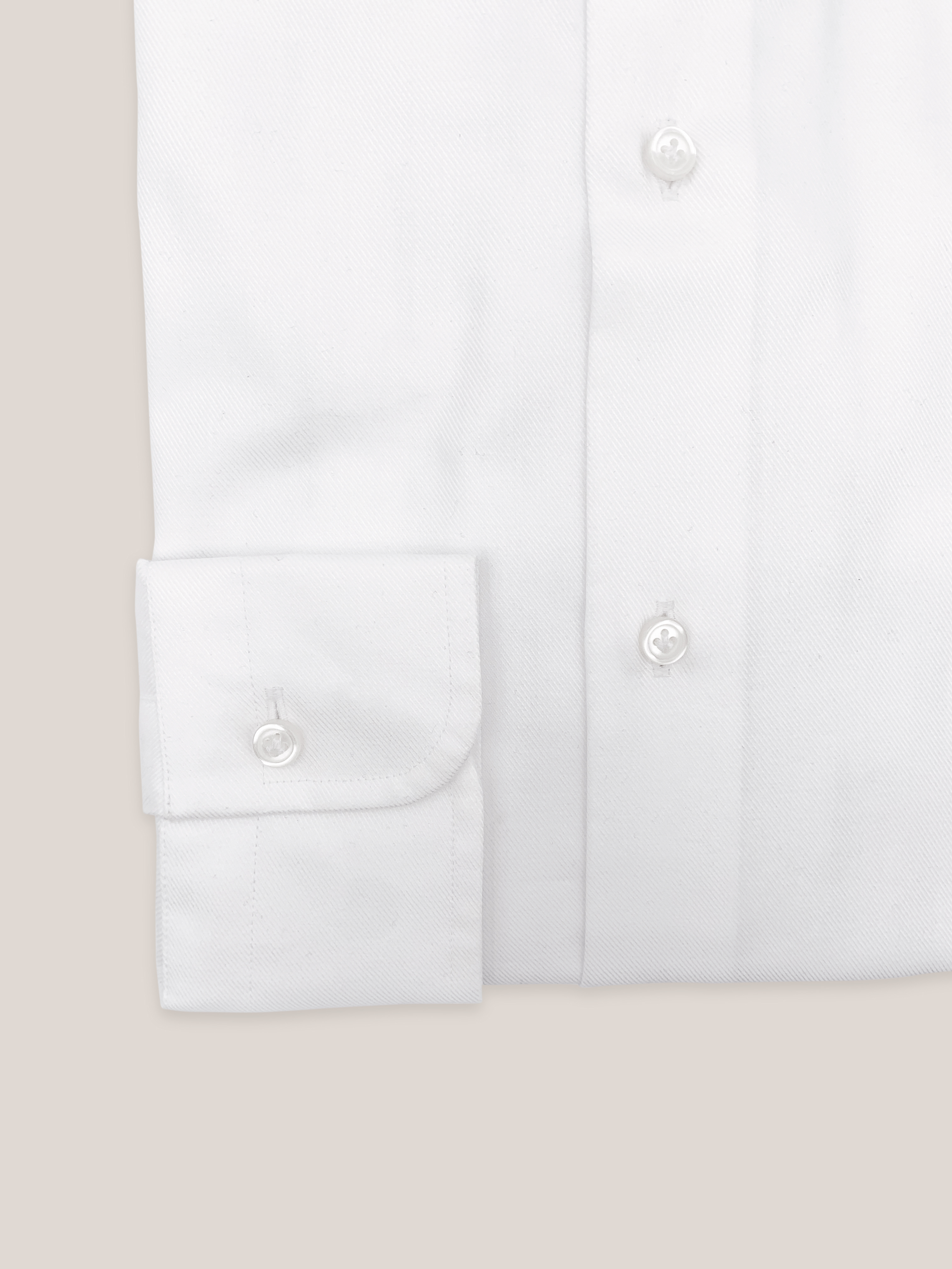 Camicia twill con collo semiaperto, WHITE