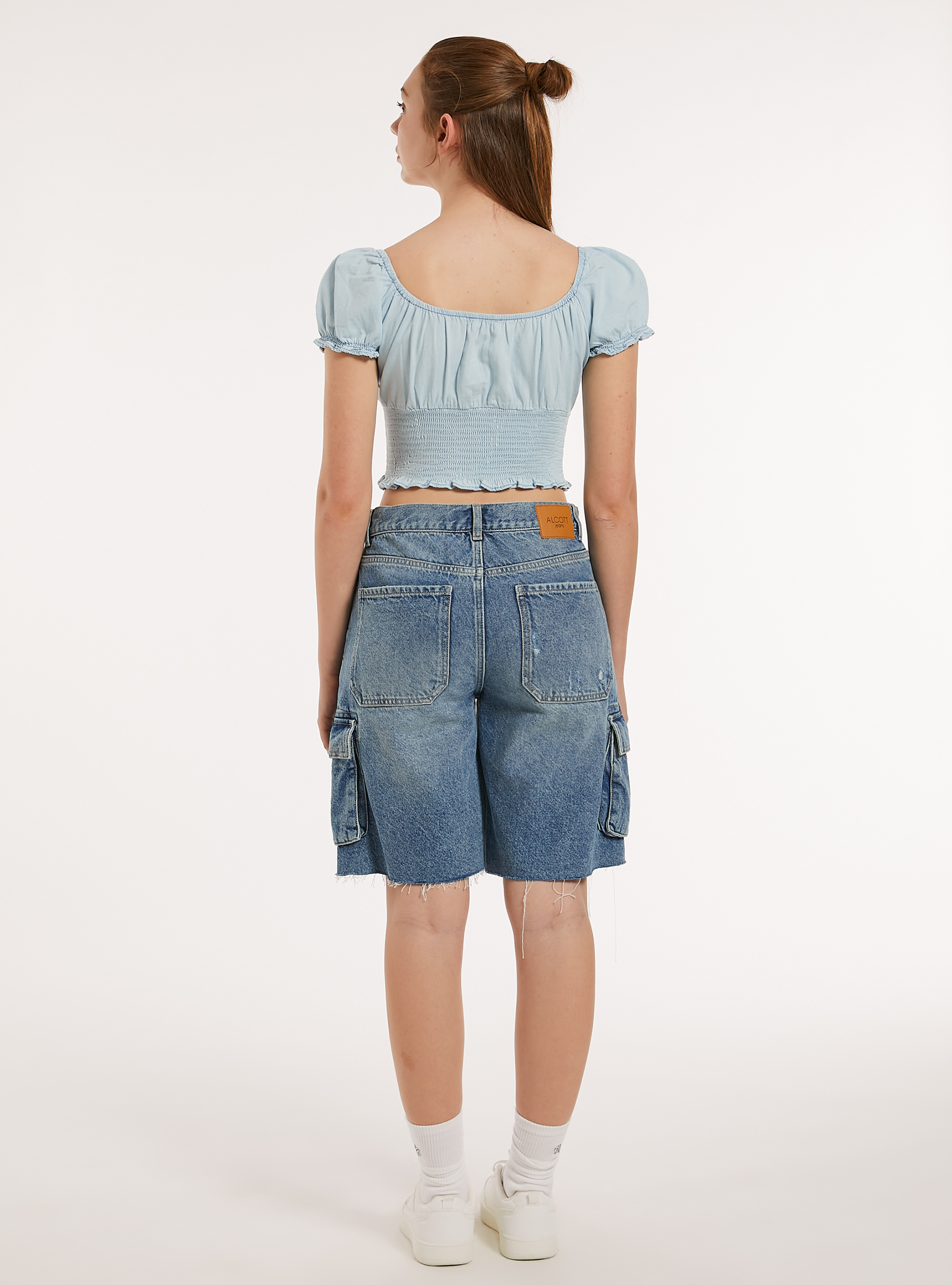 Chambray blouse, D007 LIGHT AZURE