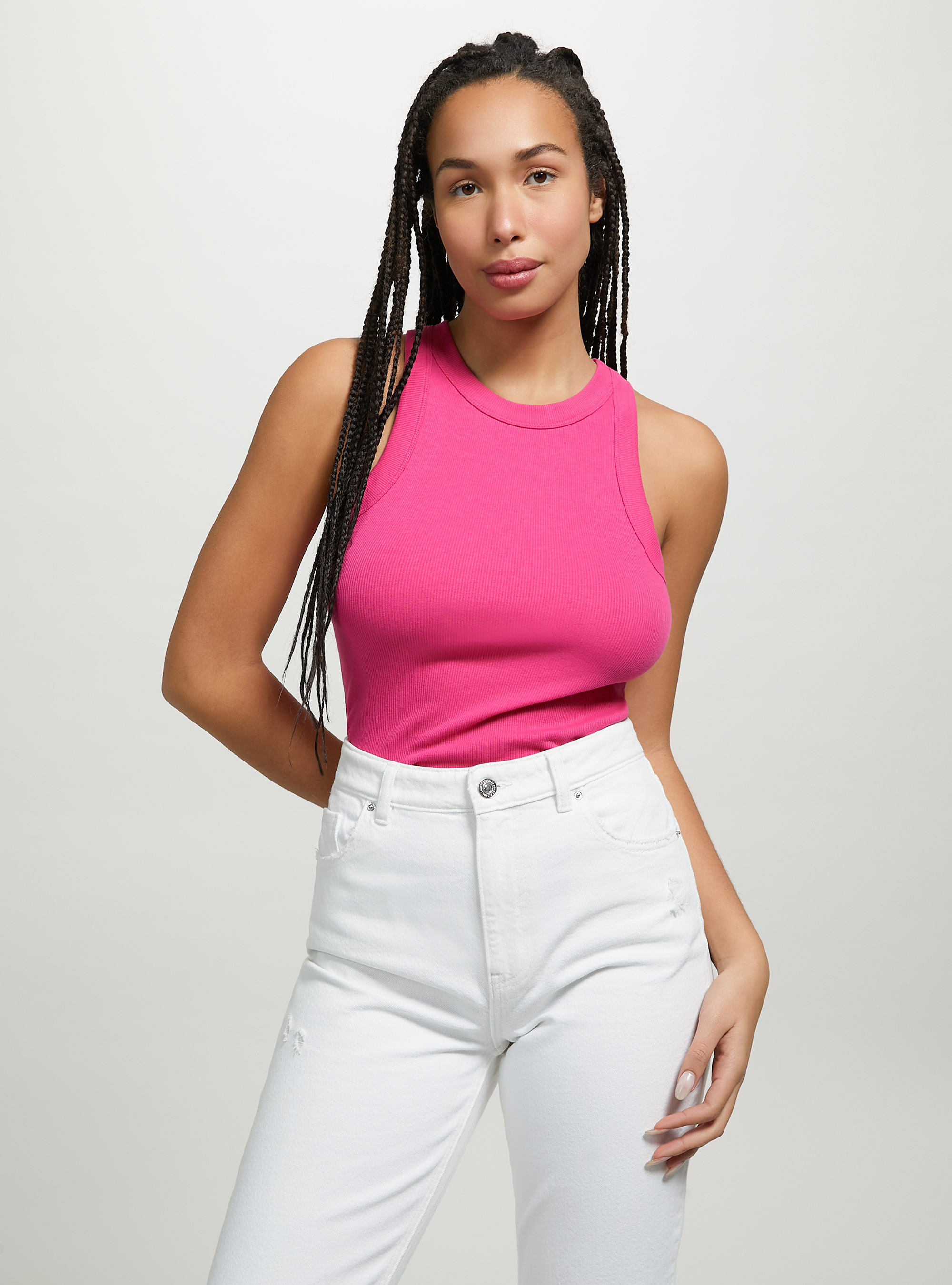 Canotta in cotone a coste, FX2 FUXIA MEDIUM