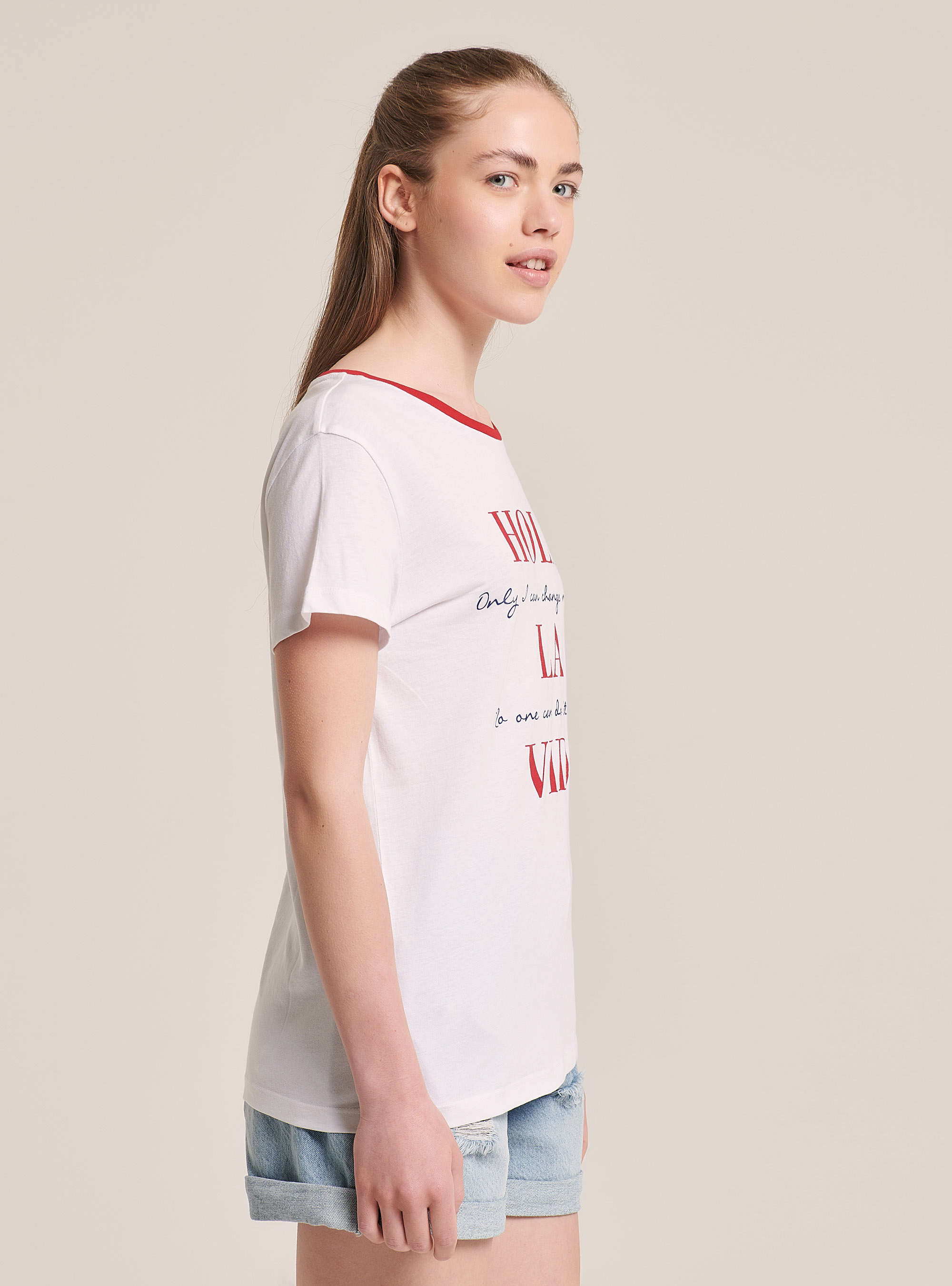 T-Shirt mit Aufdruck auf Vorderseite, C099 WHITE