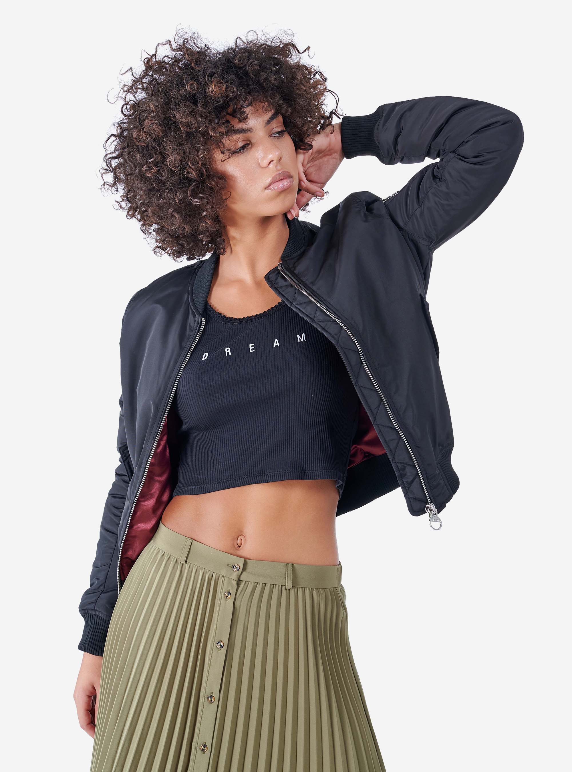 Bomber satinato, NERO