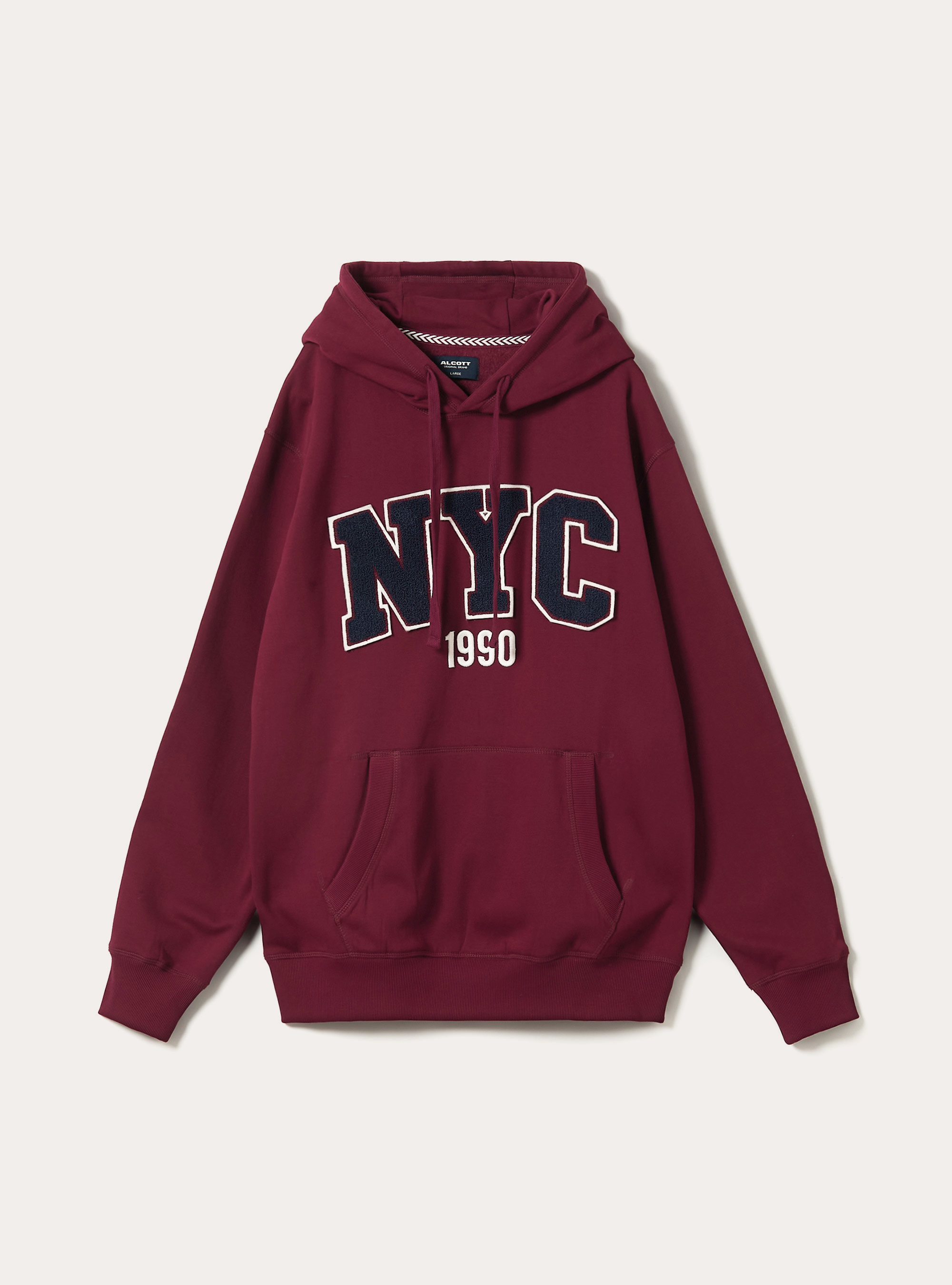 Felpa cappuccio con patch ricamata, BO1 BORDEAUX DARK