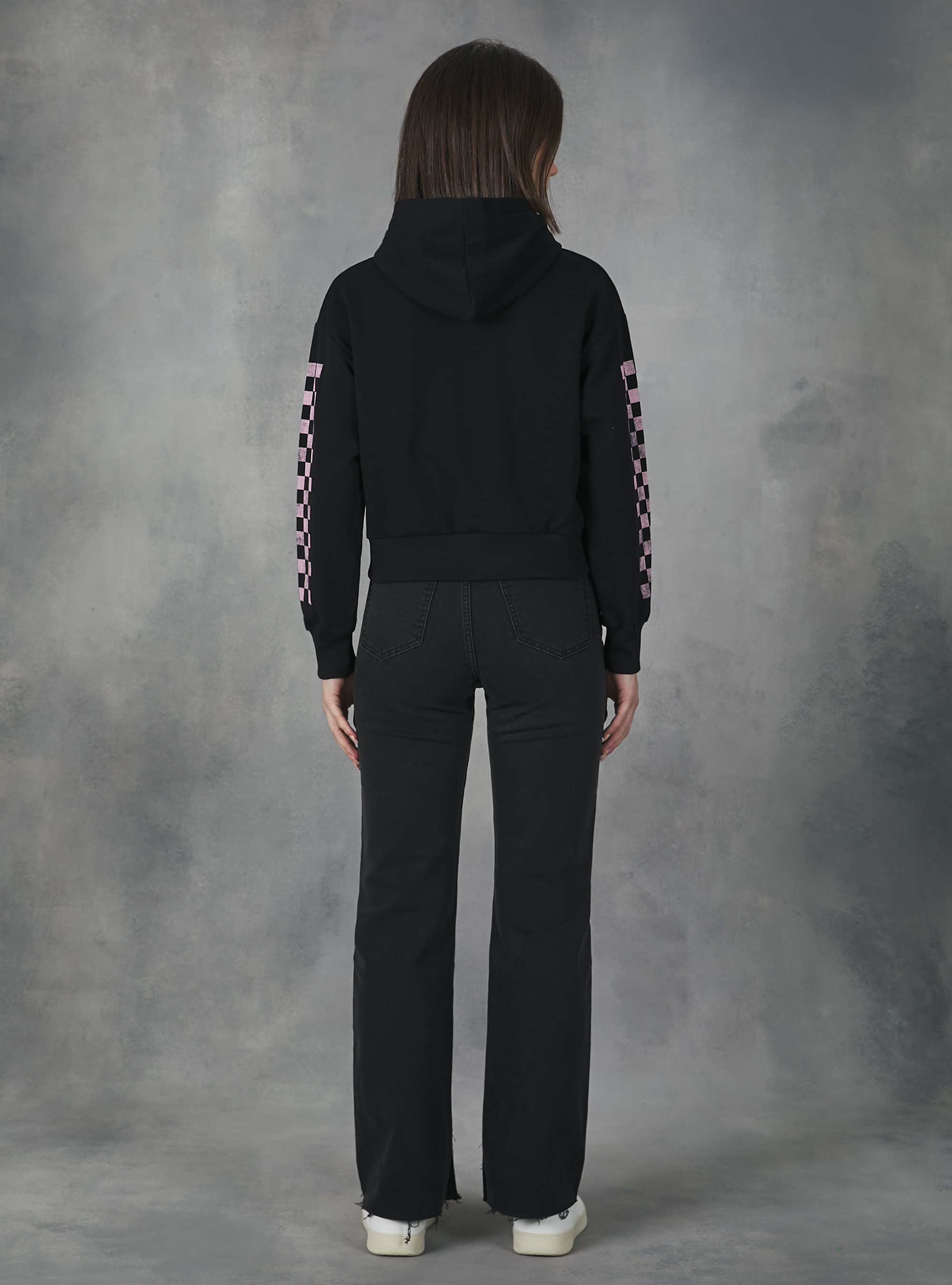 Hoodie with racing print, BK1 BLACK