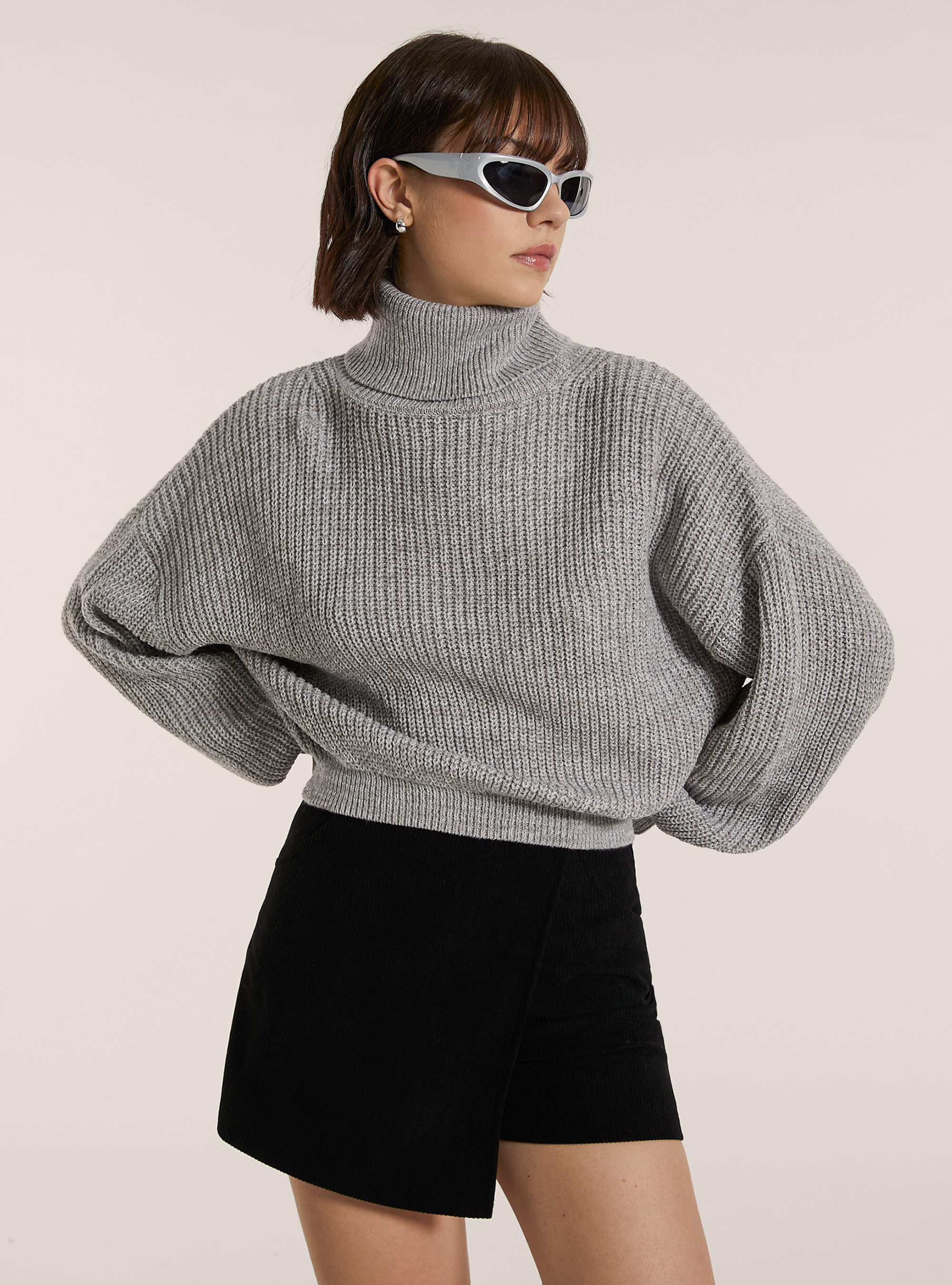 Maglia a collo alto, MGY2 GREY MEL MEDIUM