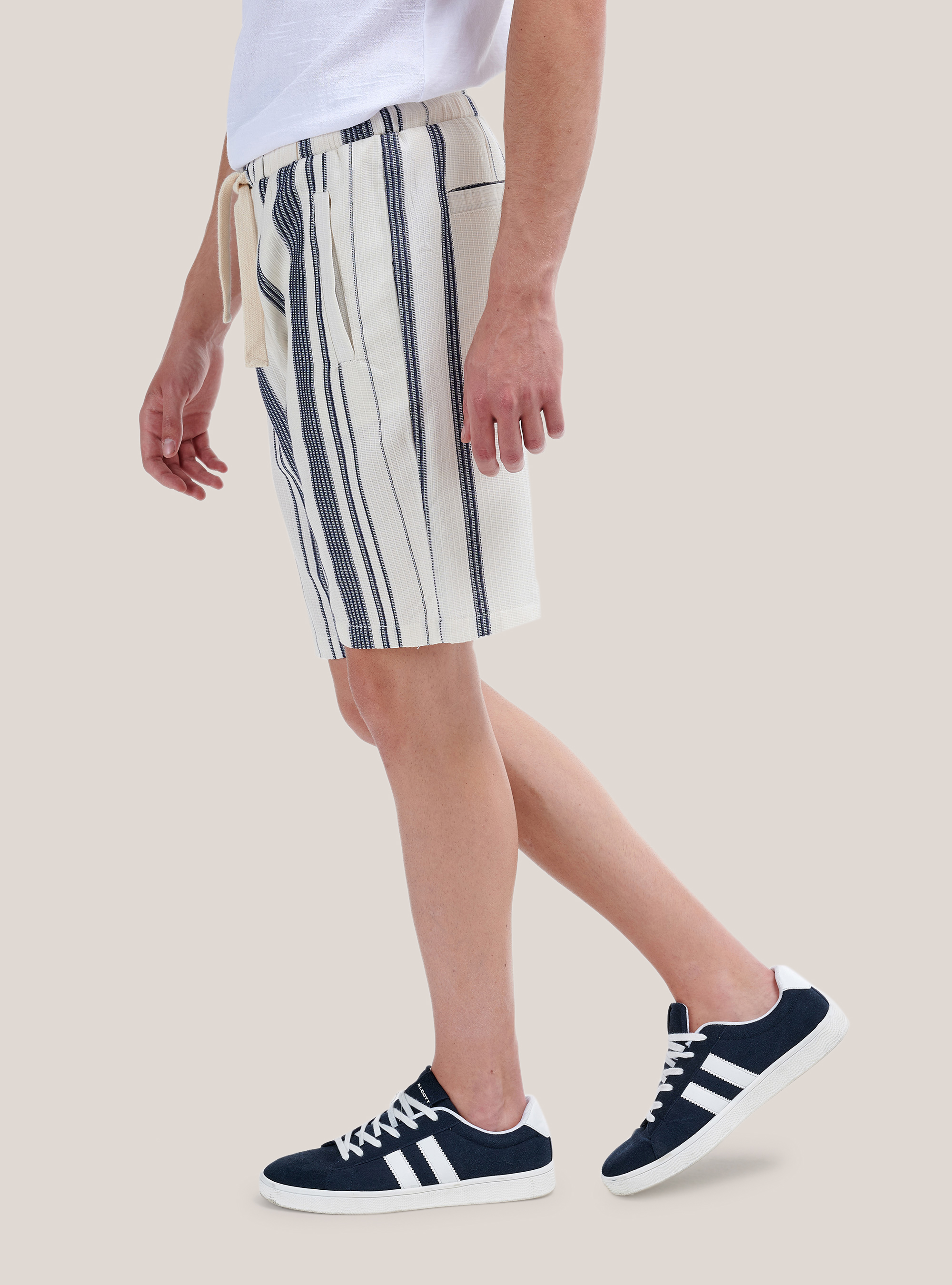Striped bermuda short, BLUE NAVY