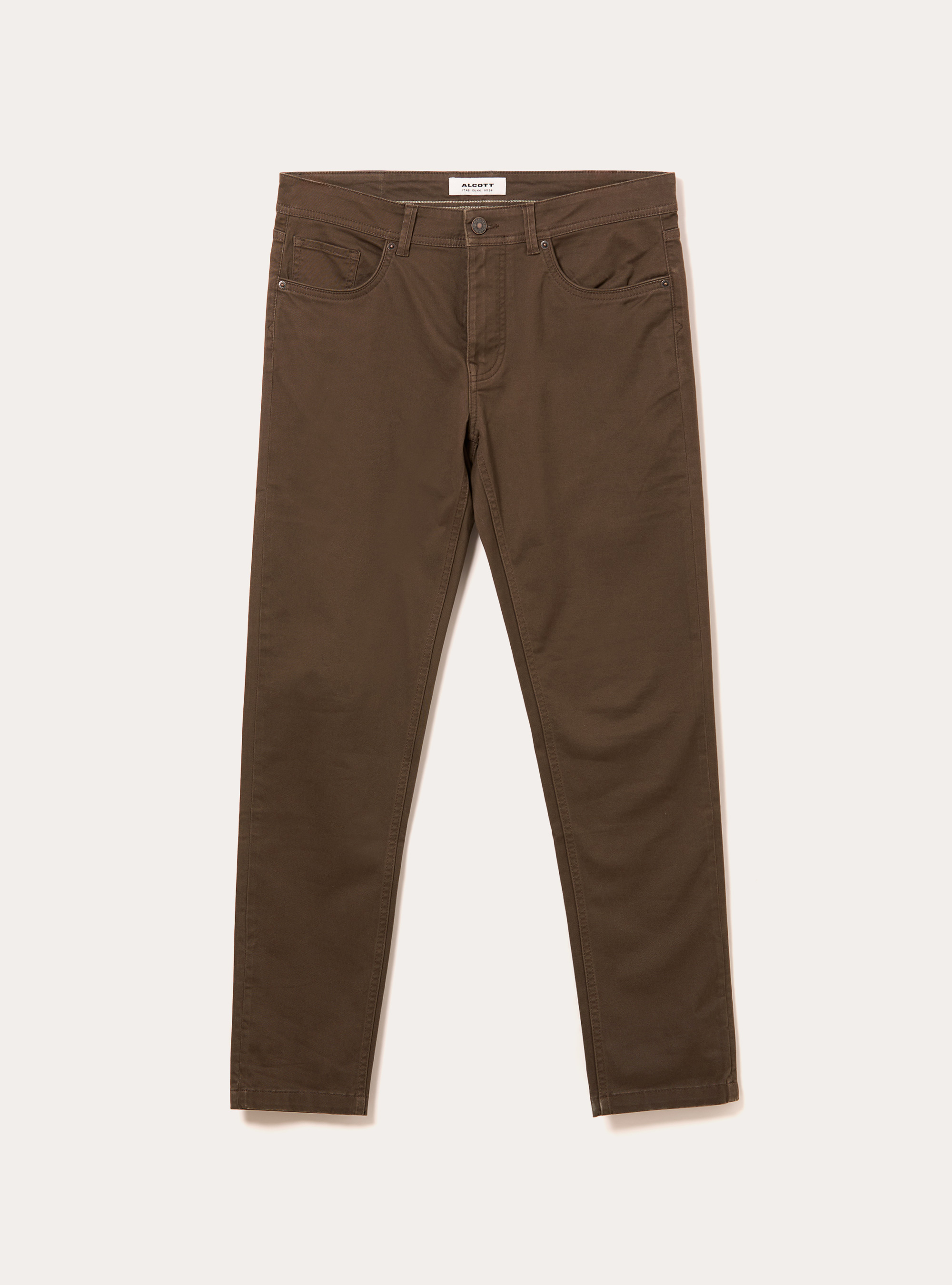 Pantalones pitillo de algodón, BR2 BROWN MEDIUM