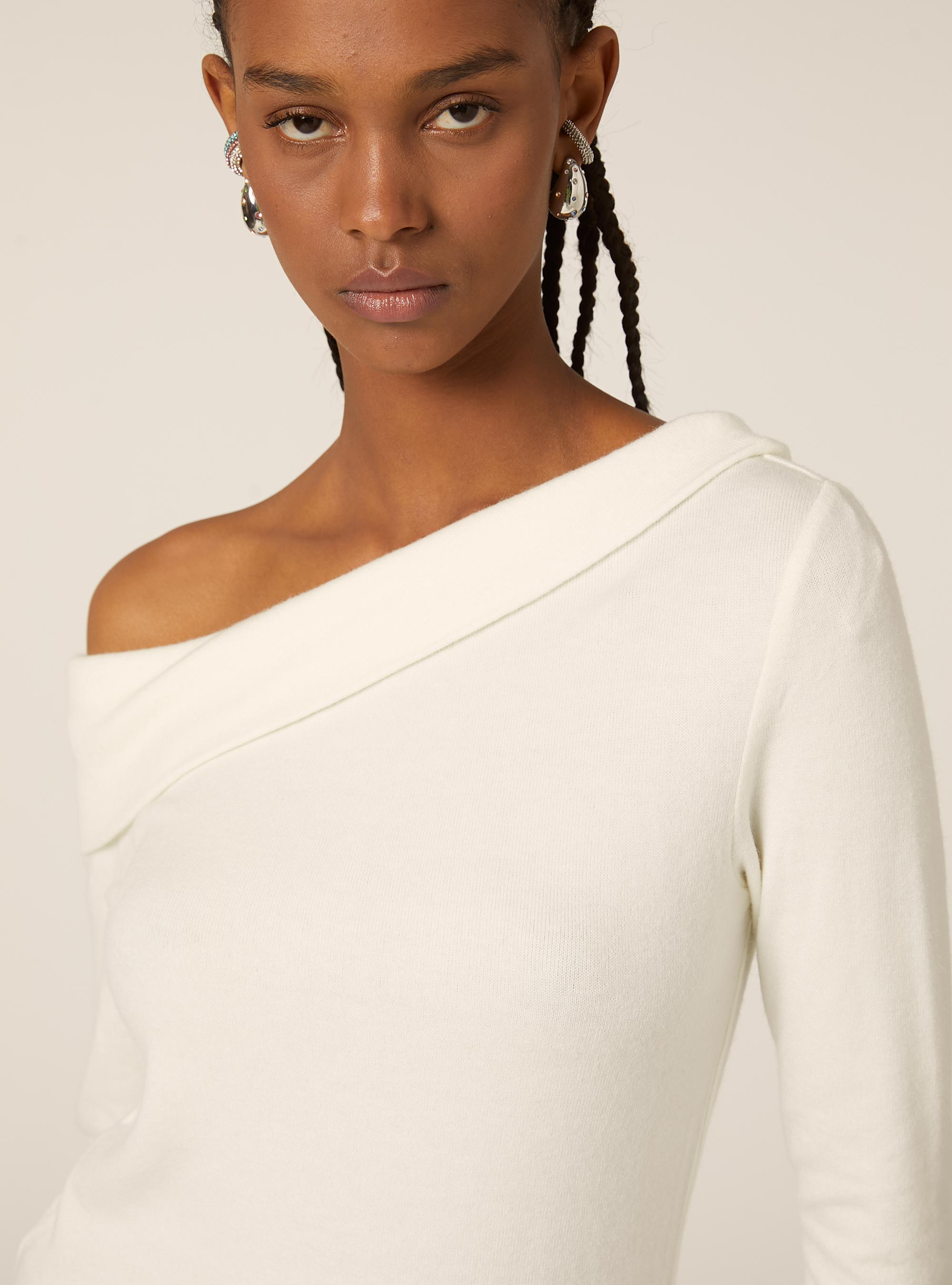 Maglia scollo bardot, WH2 WHITE