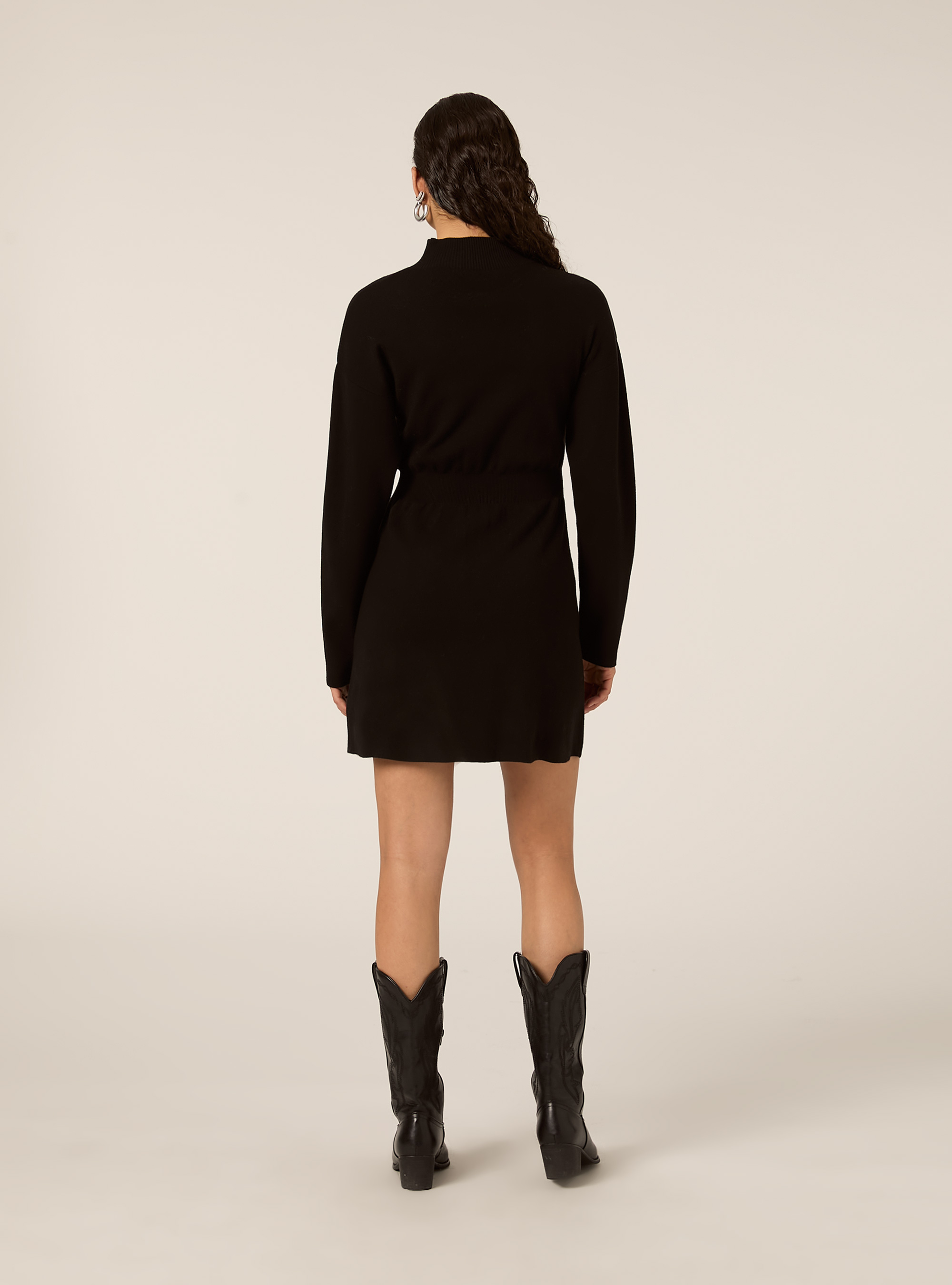 Strickkleid mit halbem Kragen, BK1 BLACK