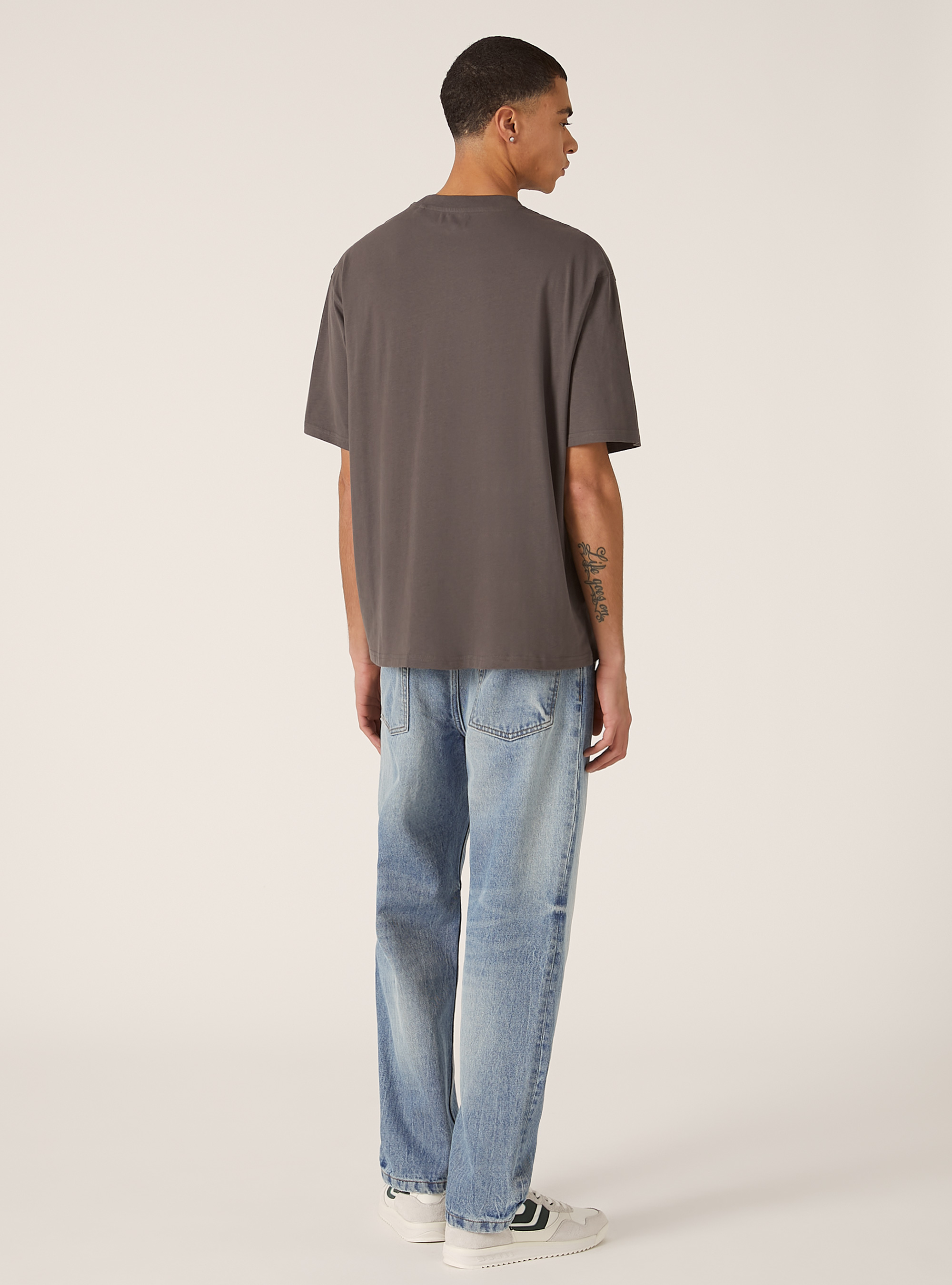 Boxy fit cotton T-shirt, GY1 GREY DARK
