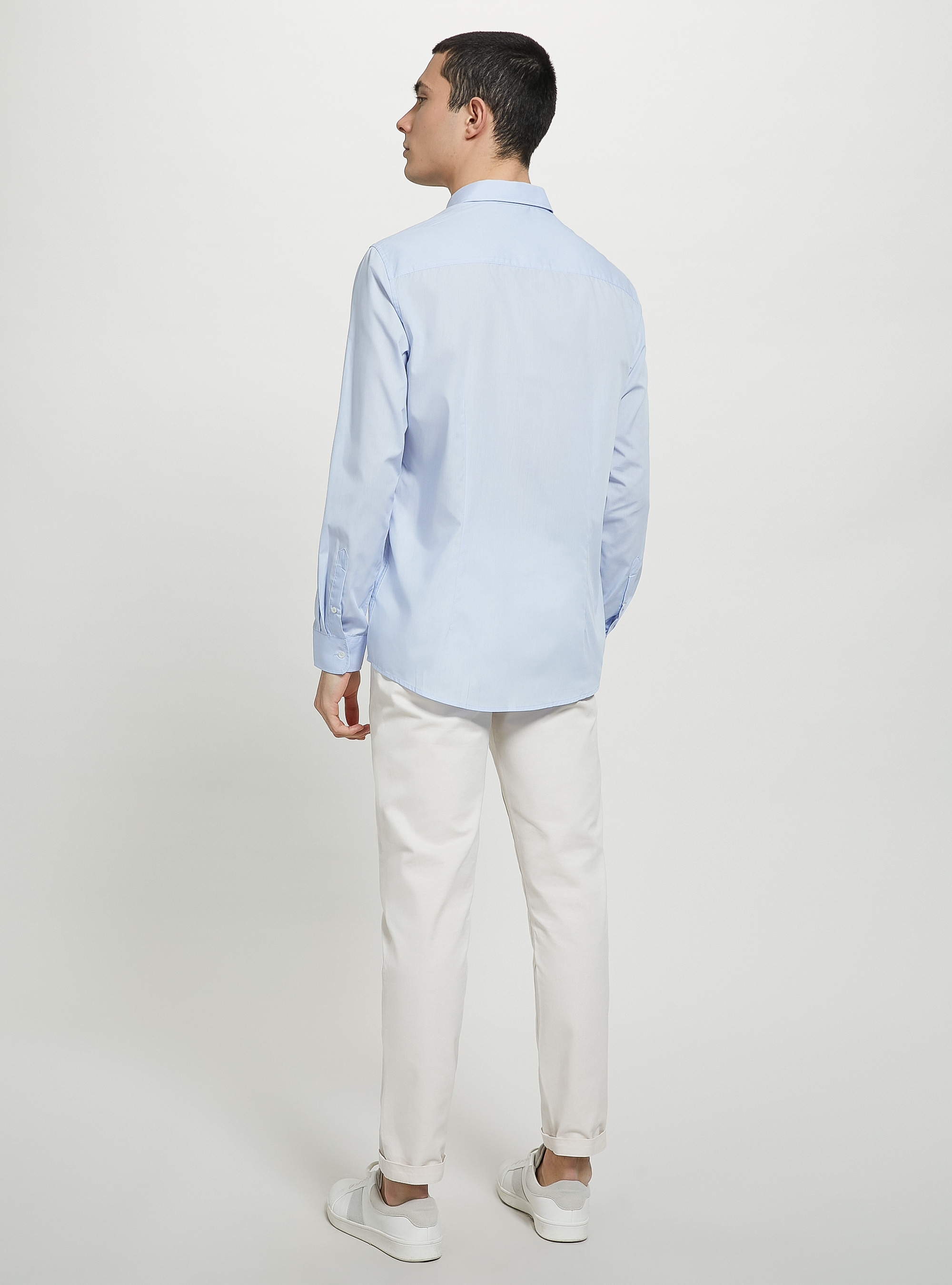 Plain-coloured long-sleeved shirt, AZ1 AZURE DARK