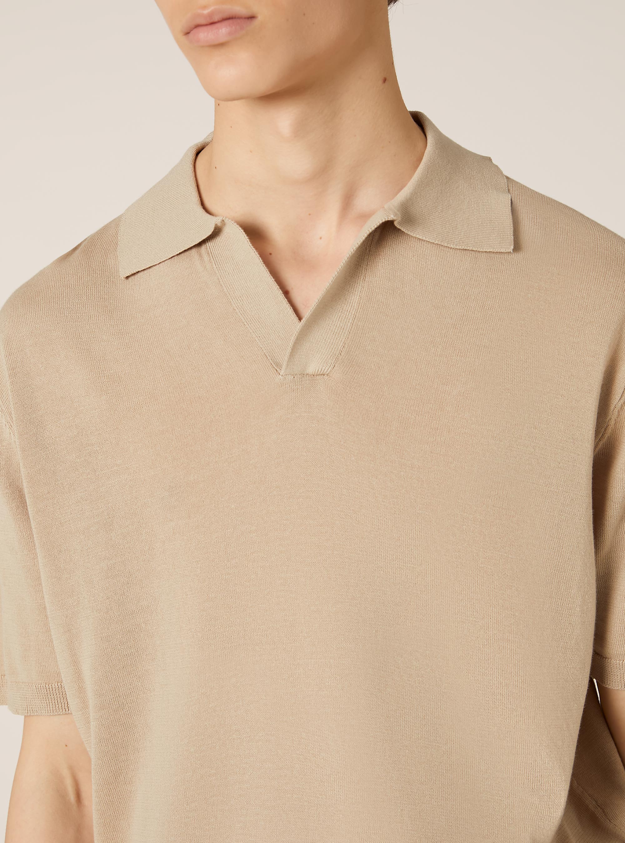 Pullover con collo polo, BG3 BEIGE LIGHT