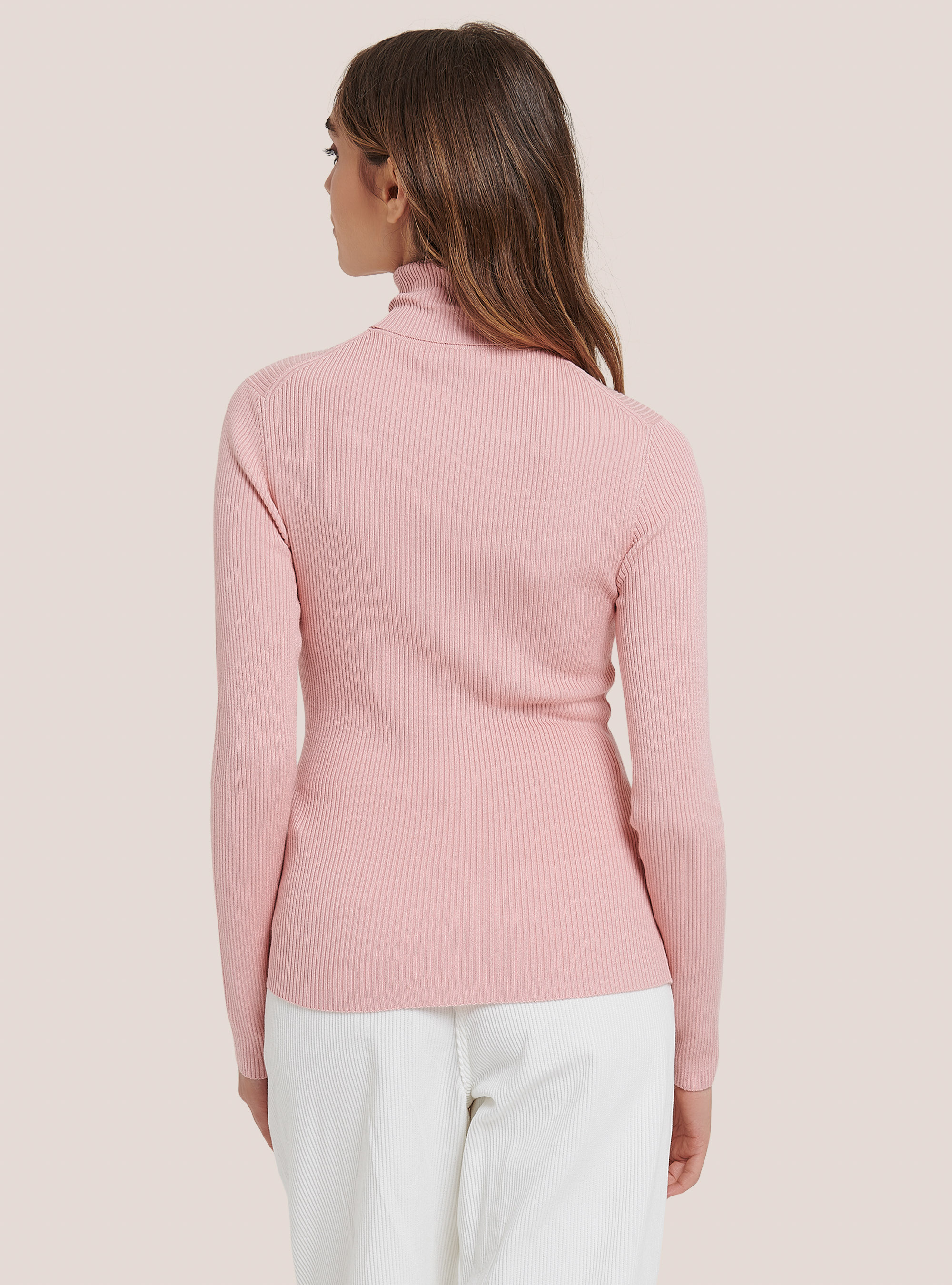 Ribbed turtleneck pullover, MPK1 PINK MEL DARK