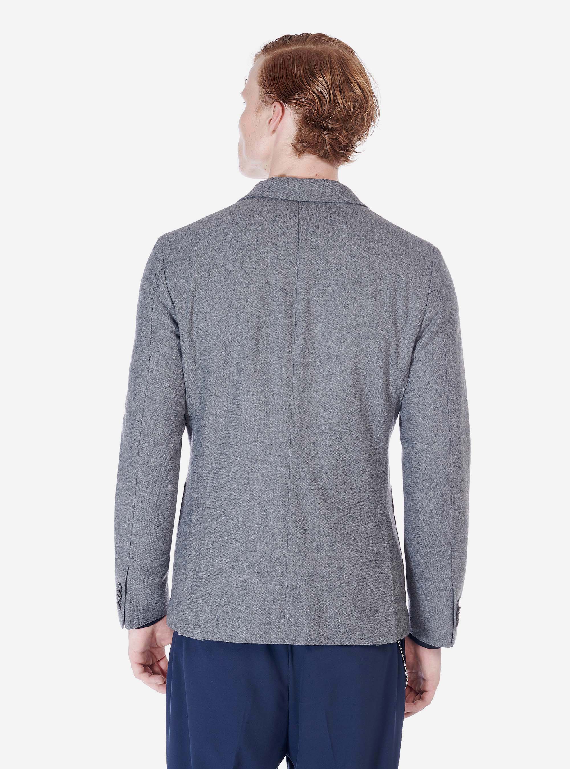 Giacca con tessuto armaturato in misto lana, GRIGIO MELANGE