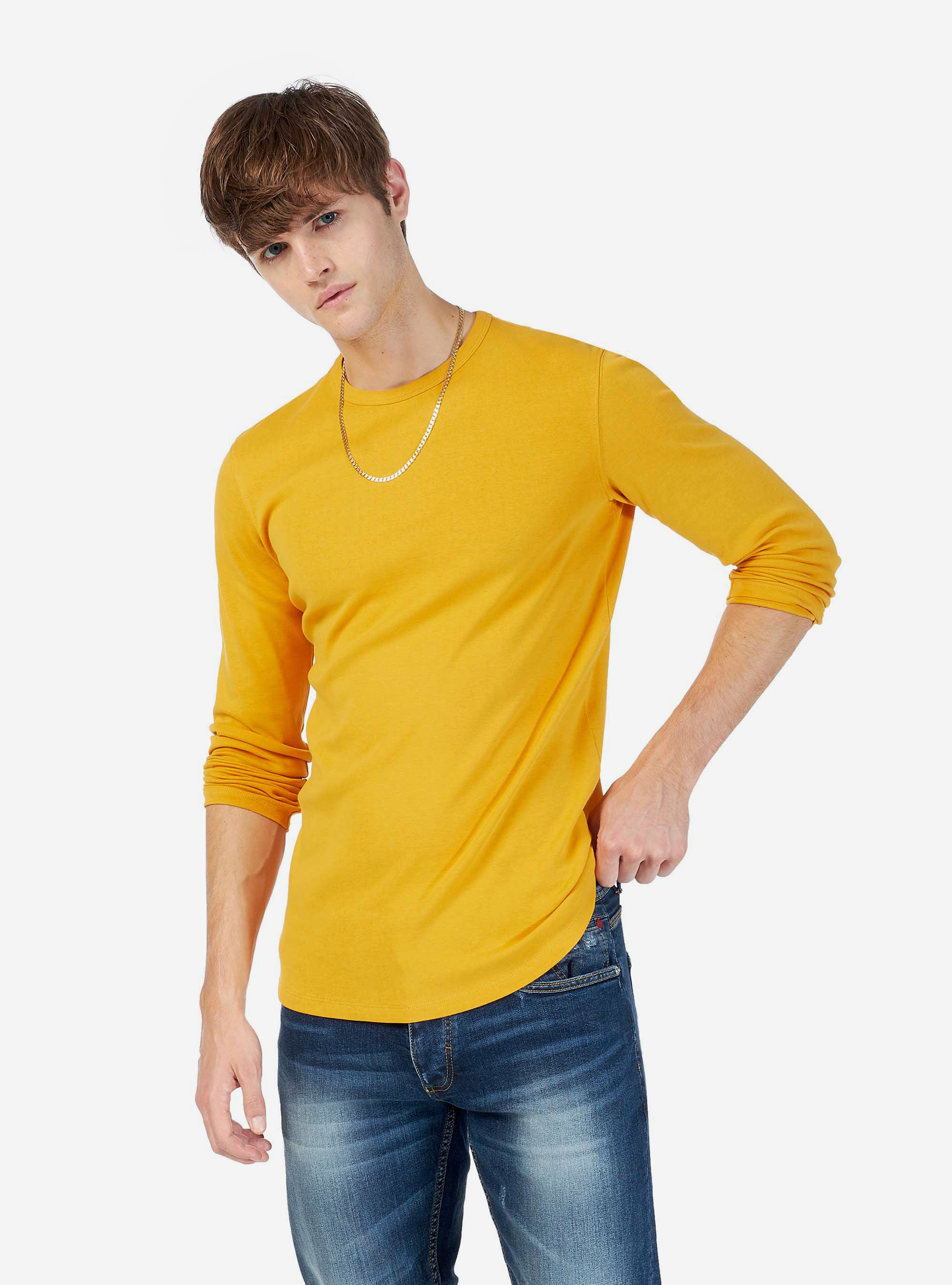 Basic t-shirt 100% cotton comfort fit, C719 SENAPE