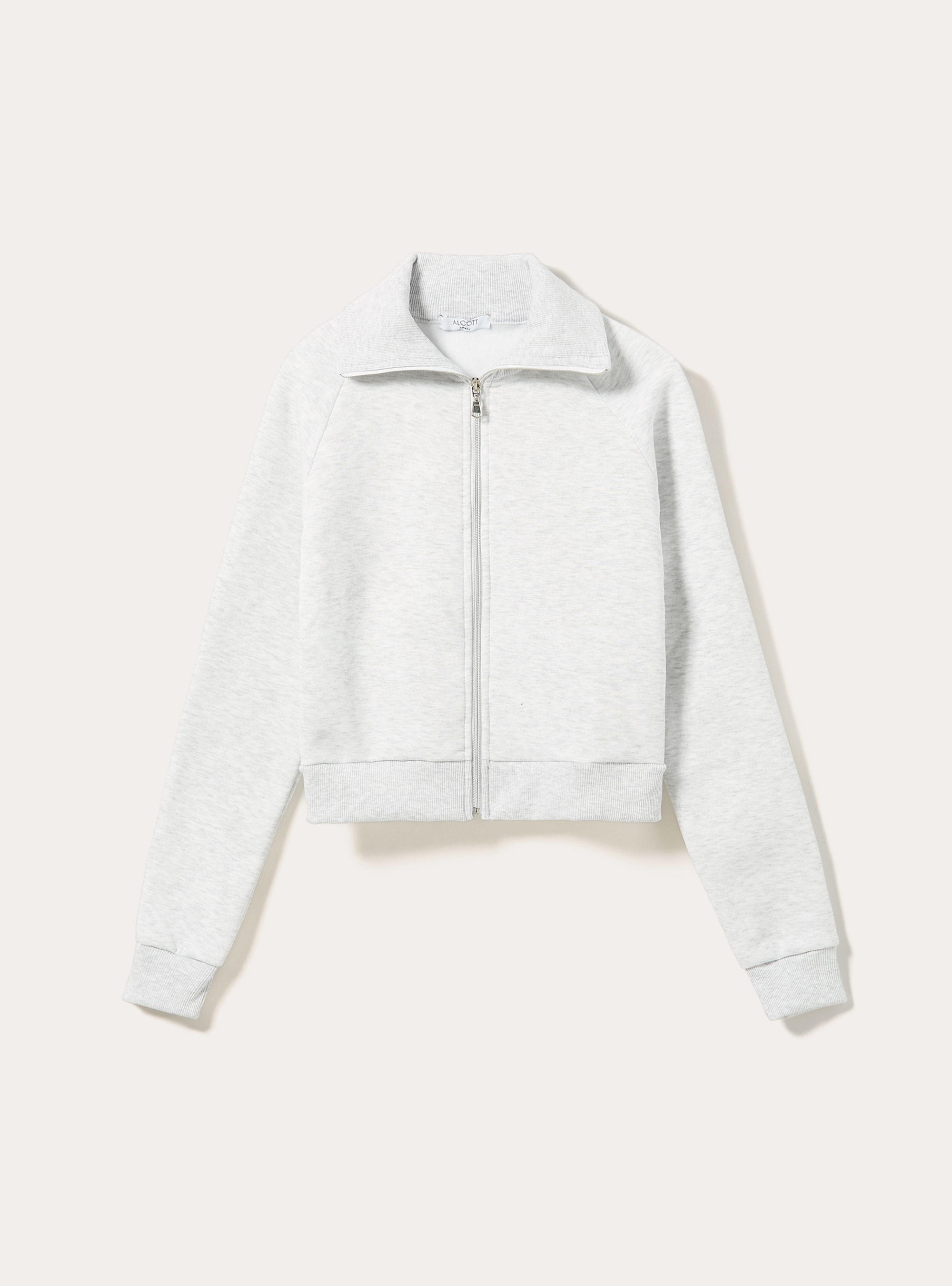 Zip-up sweatshirt with lapel collar, MGY3 GREY MEL LIGHT
