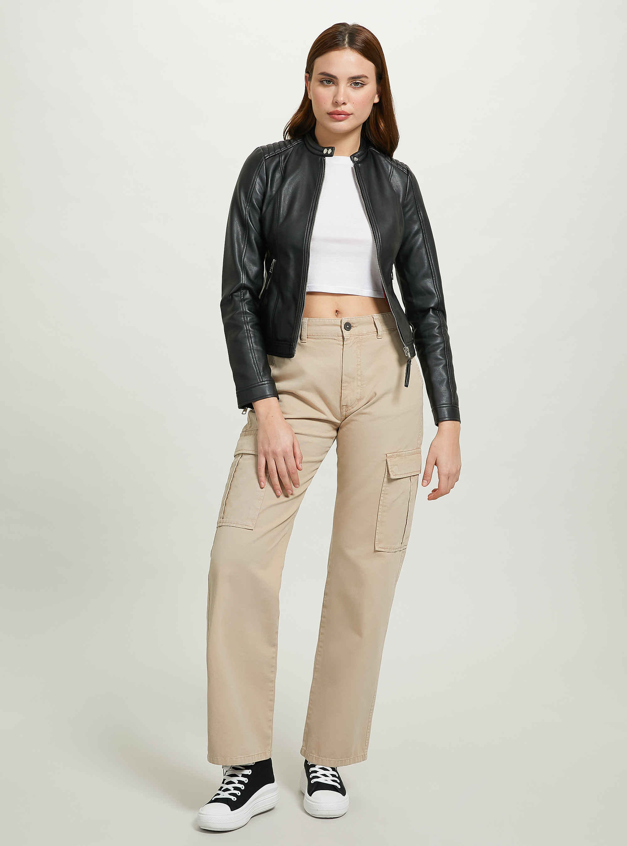 Leather-effect biker jacket, BK1 BLACK