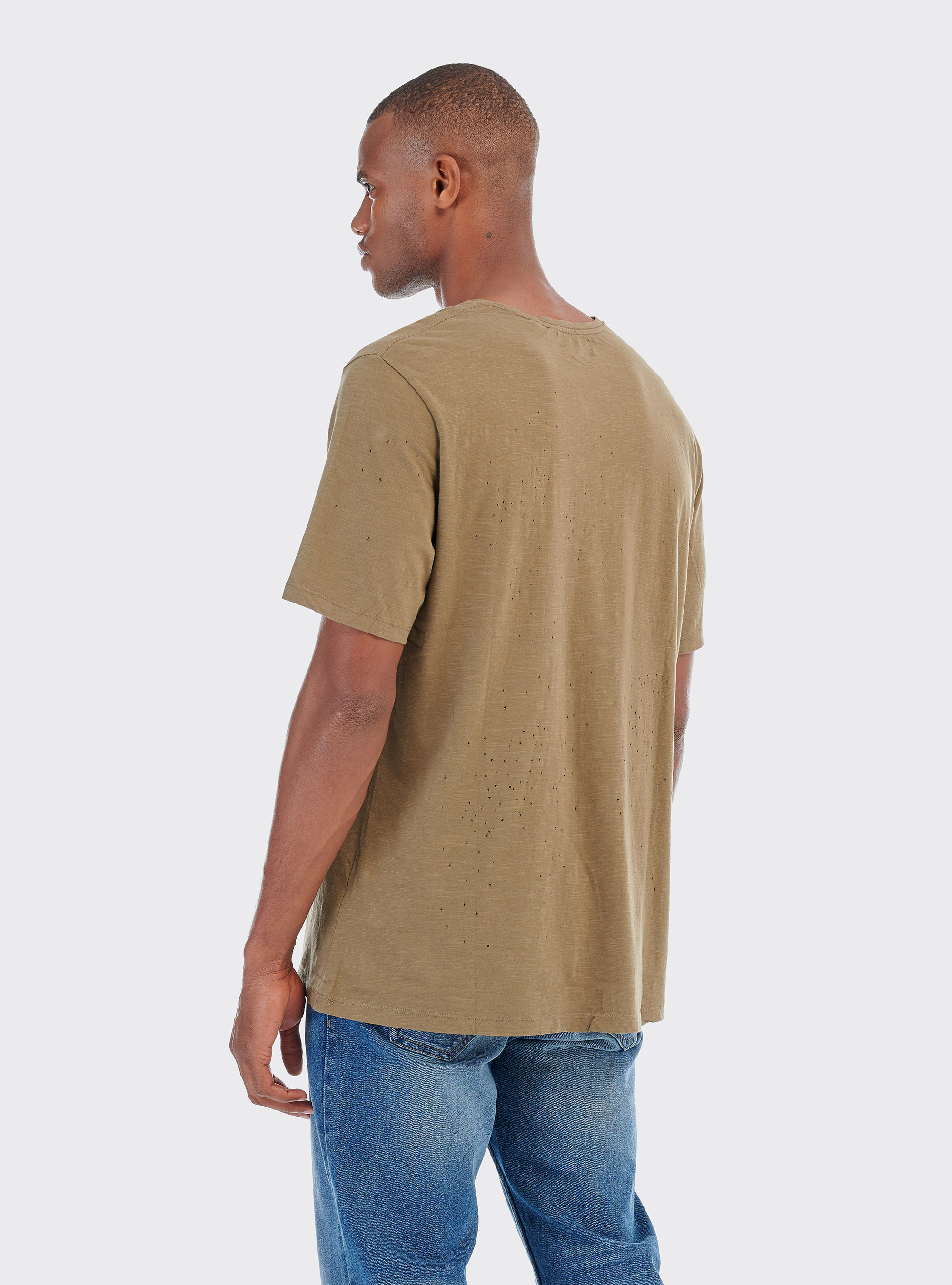 Plain t-shirt with holes, C5597 KAKY