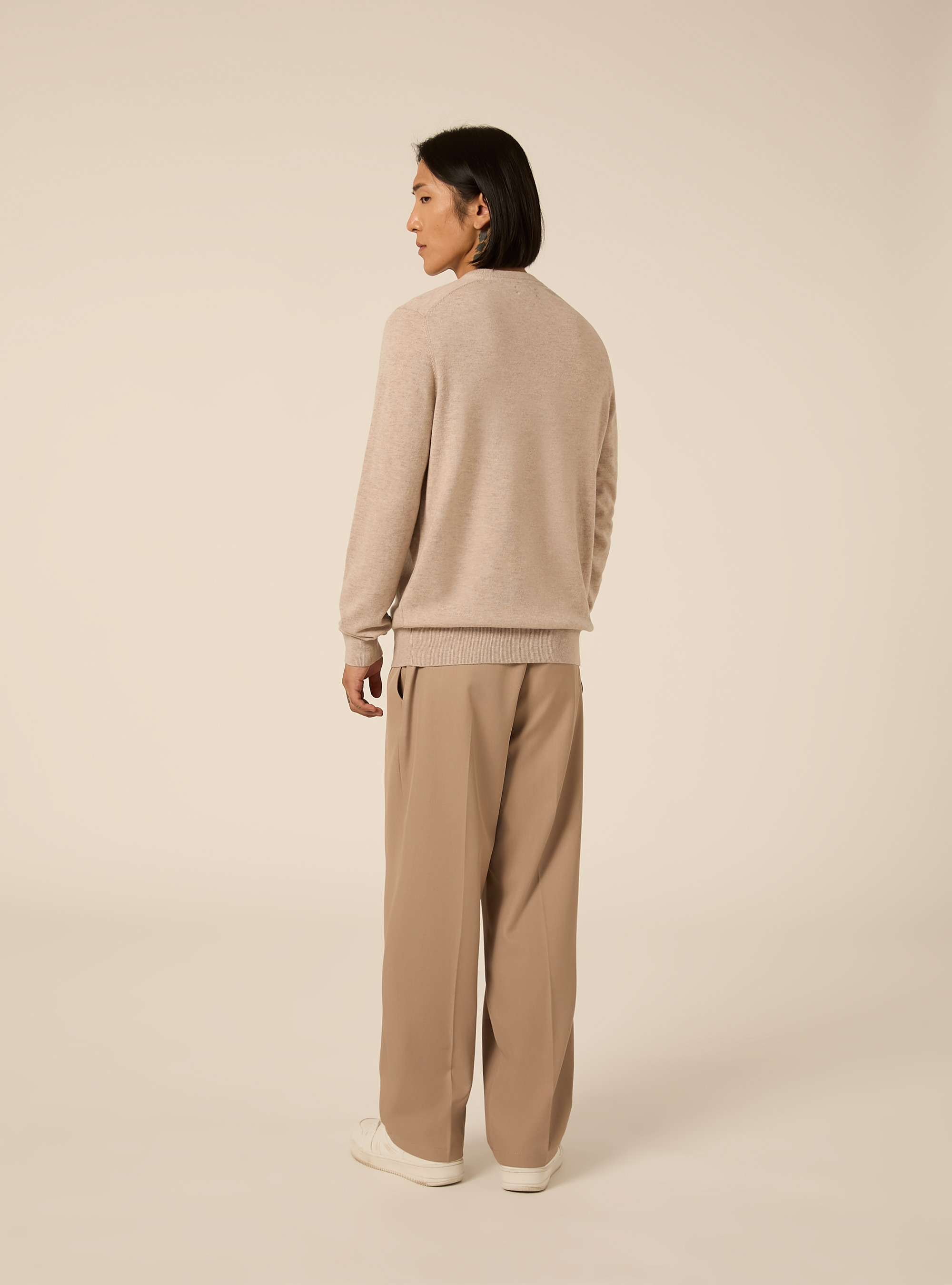 Rundhals pullover aus wolle und kaschmirmischung, MBG2 BEIGE MEL MED