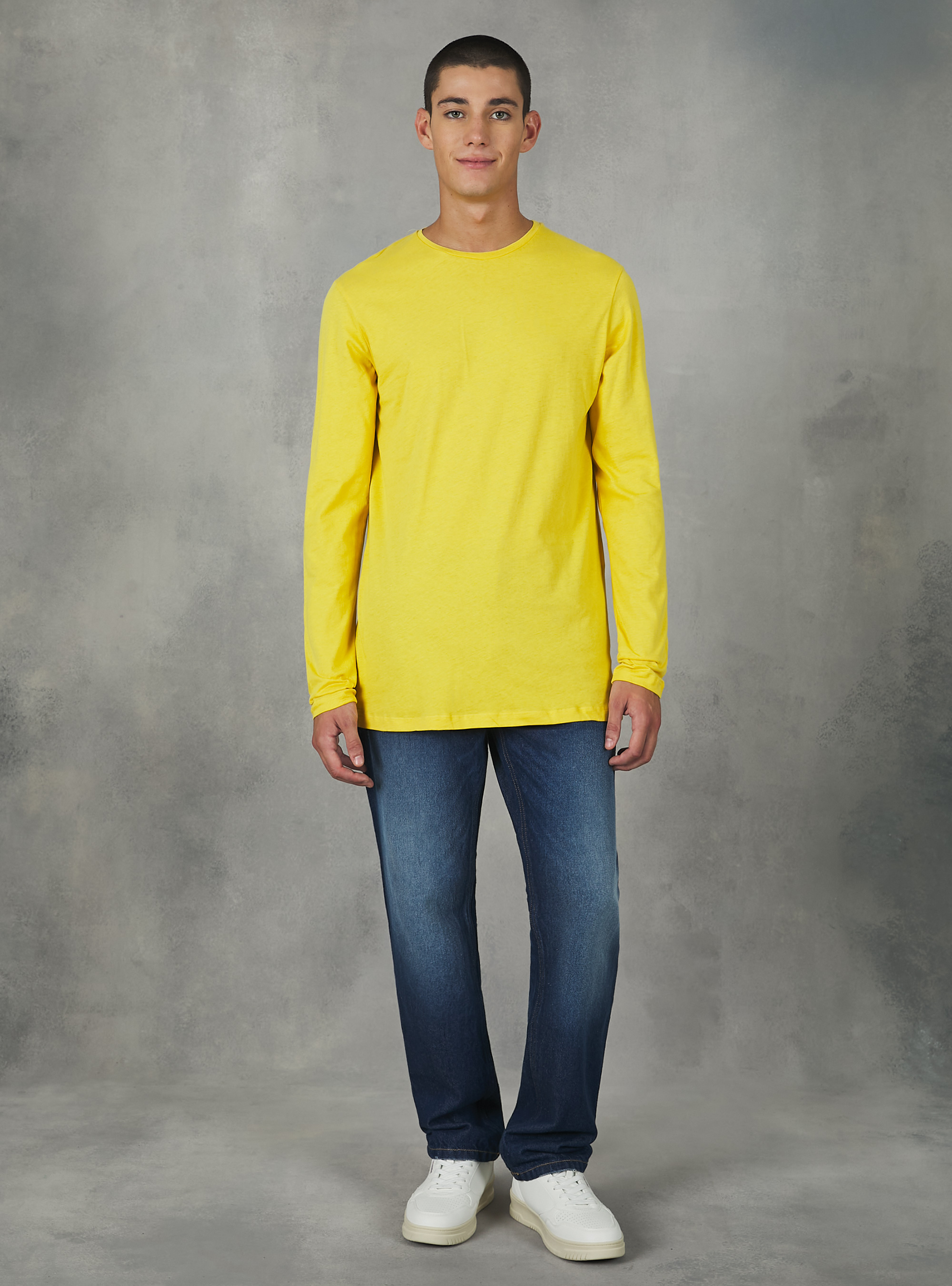 Maglietta a maniche lunghe in cotone, YE2 YELLOW MEDIUM