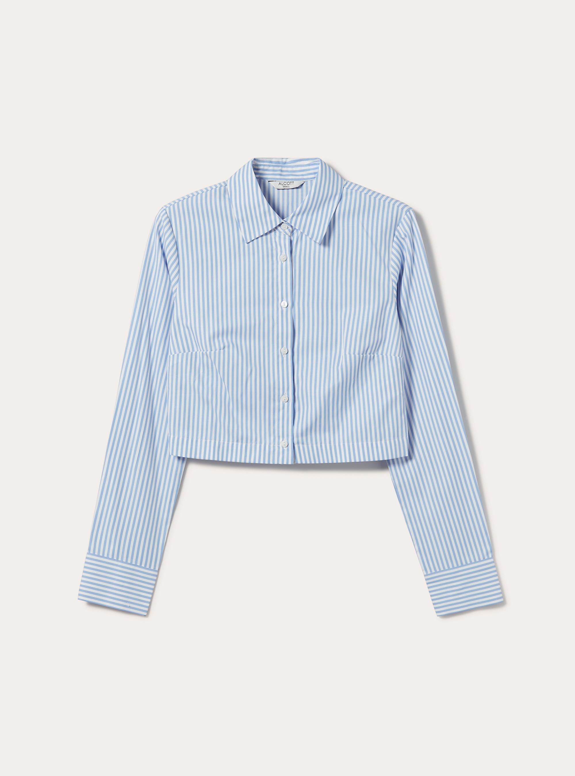 Striped poplin cropped shirt, MULTICOLOR