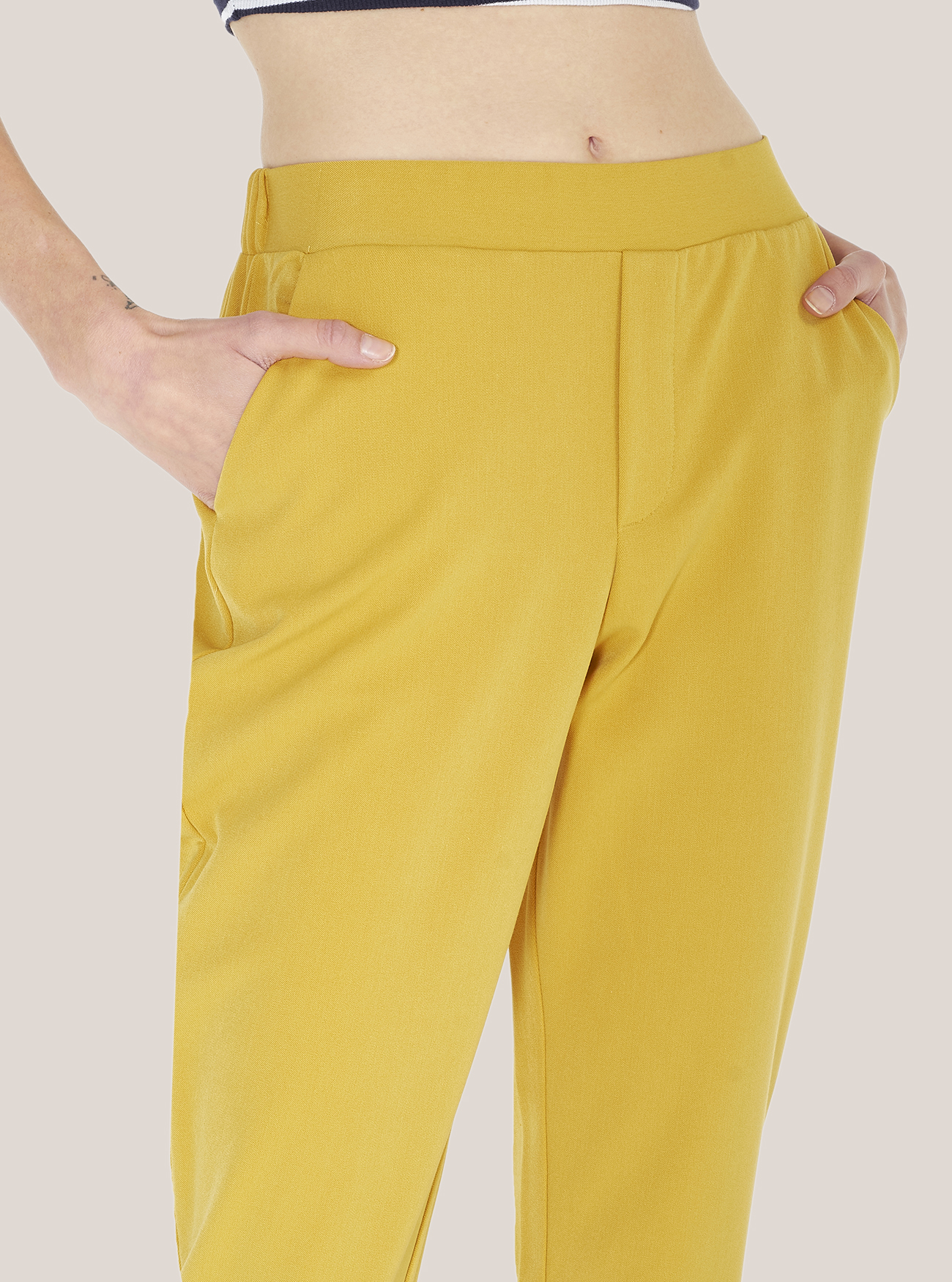 Pantalone tinta unita, C7716 SENAPE