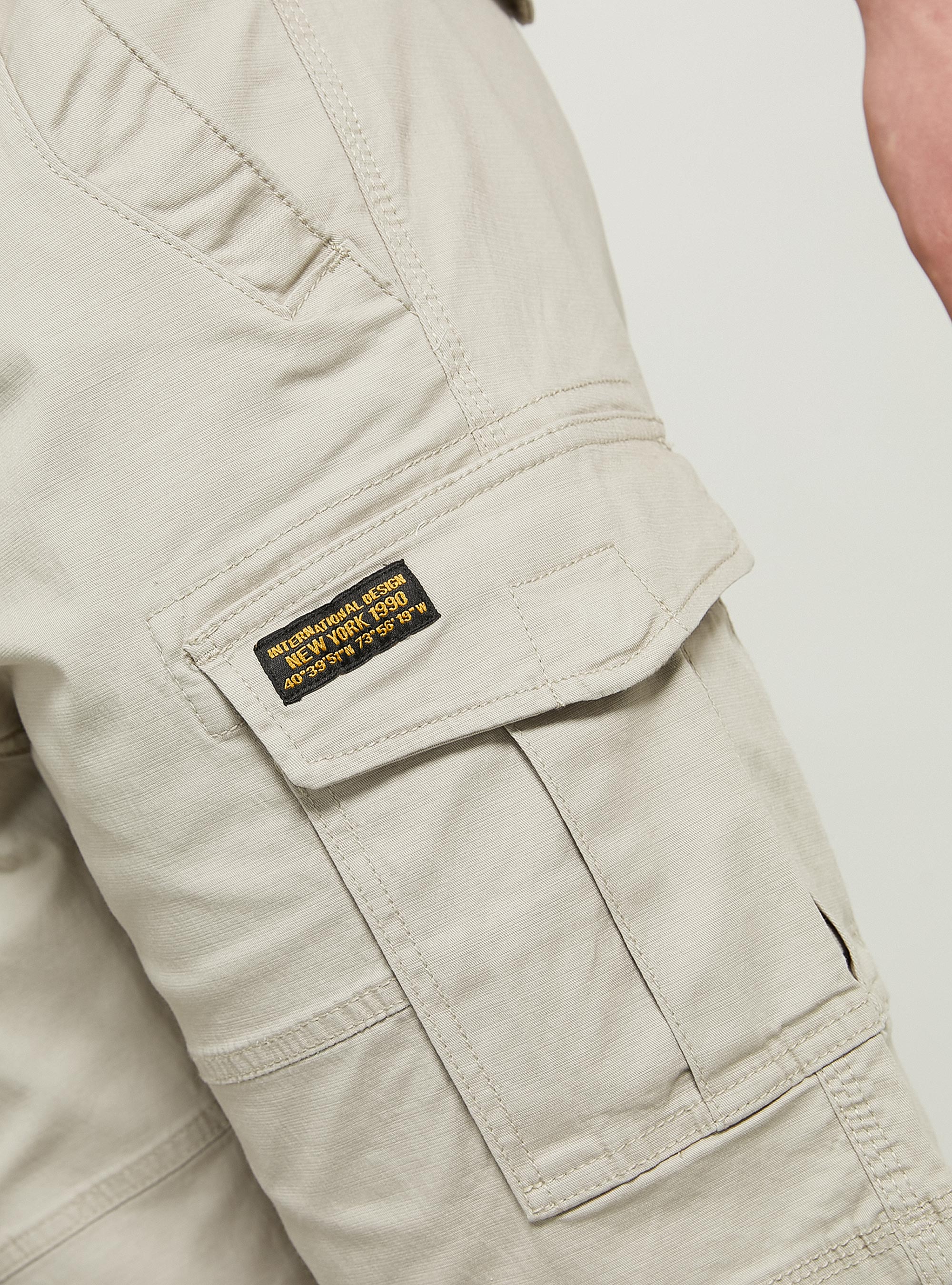 Bermuda cargo in cotone con cintura in canvas, SA2 SAND MEDIUM