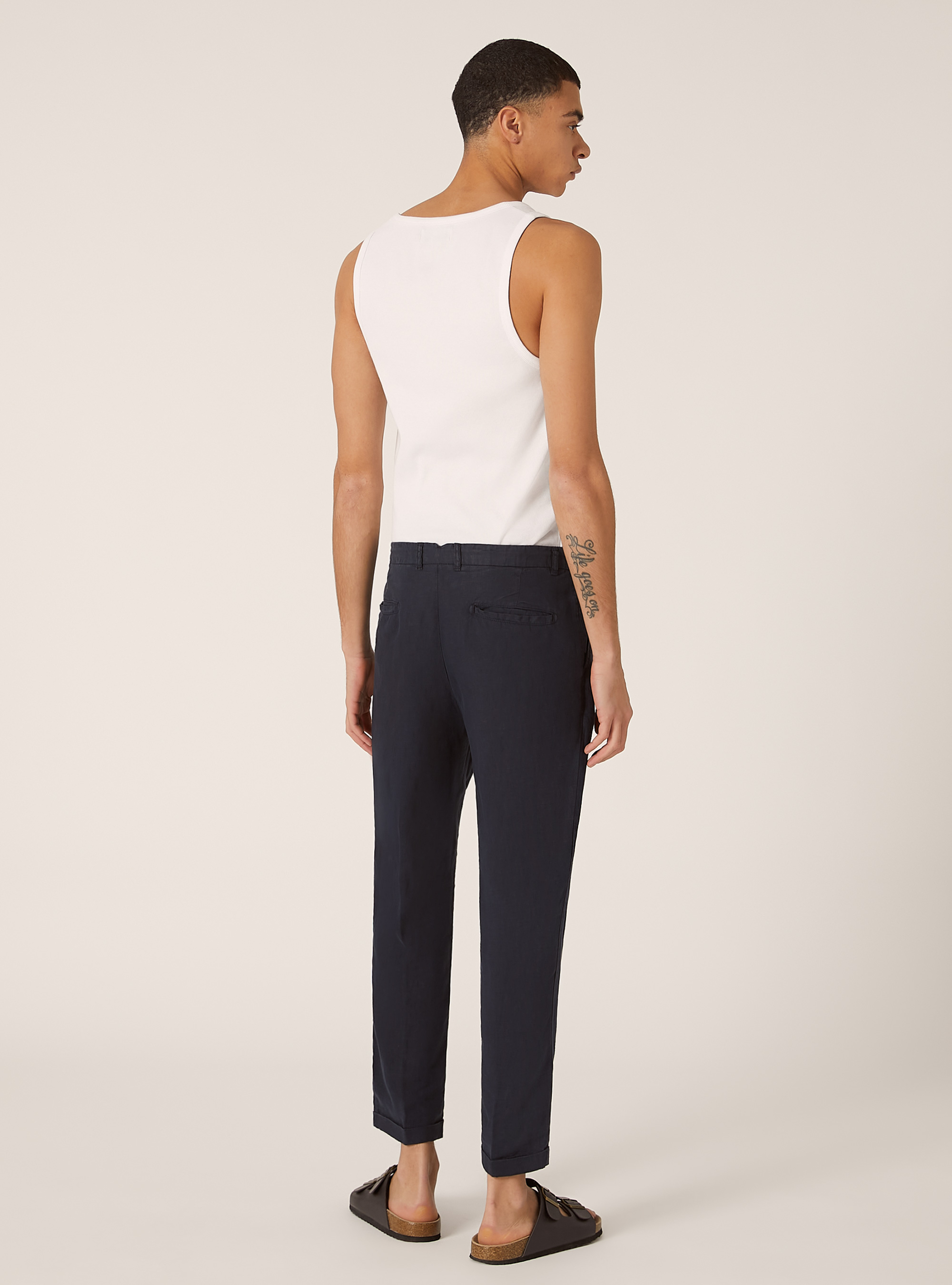 Pure linen chinos, NA1 NAVY DARK