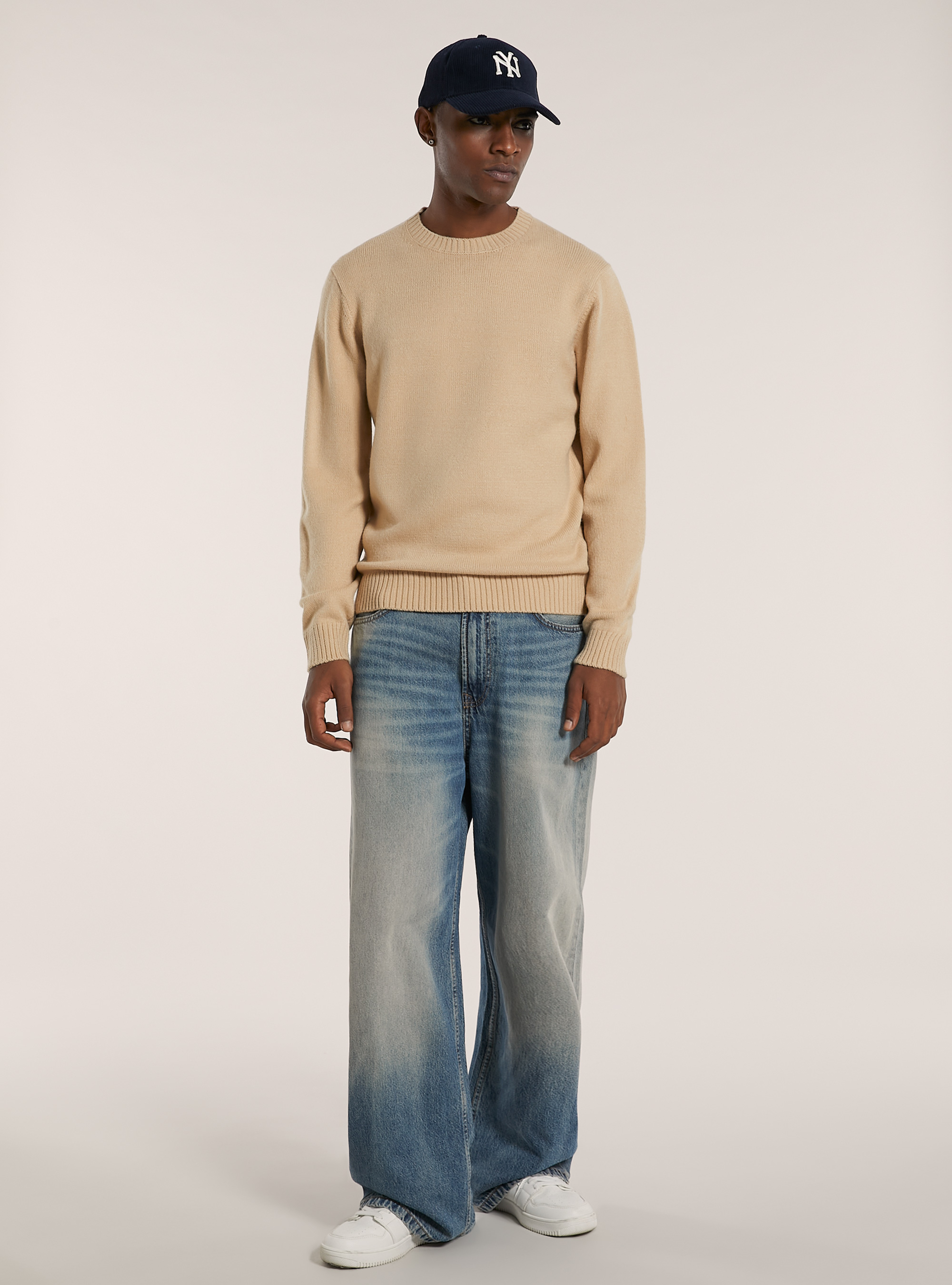 Maglione girocollo, MBG2 BEIGE MEL MED