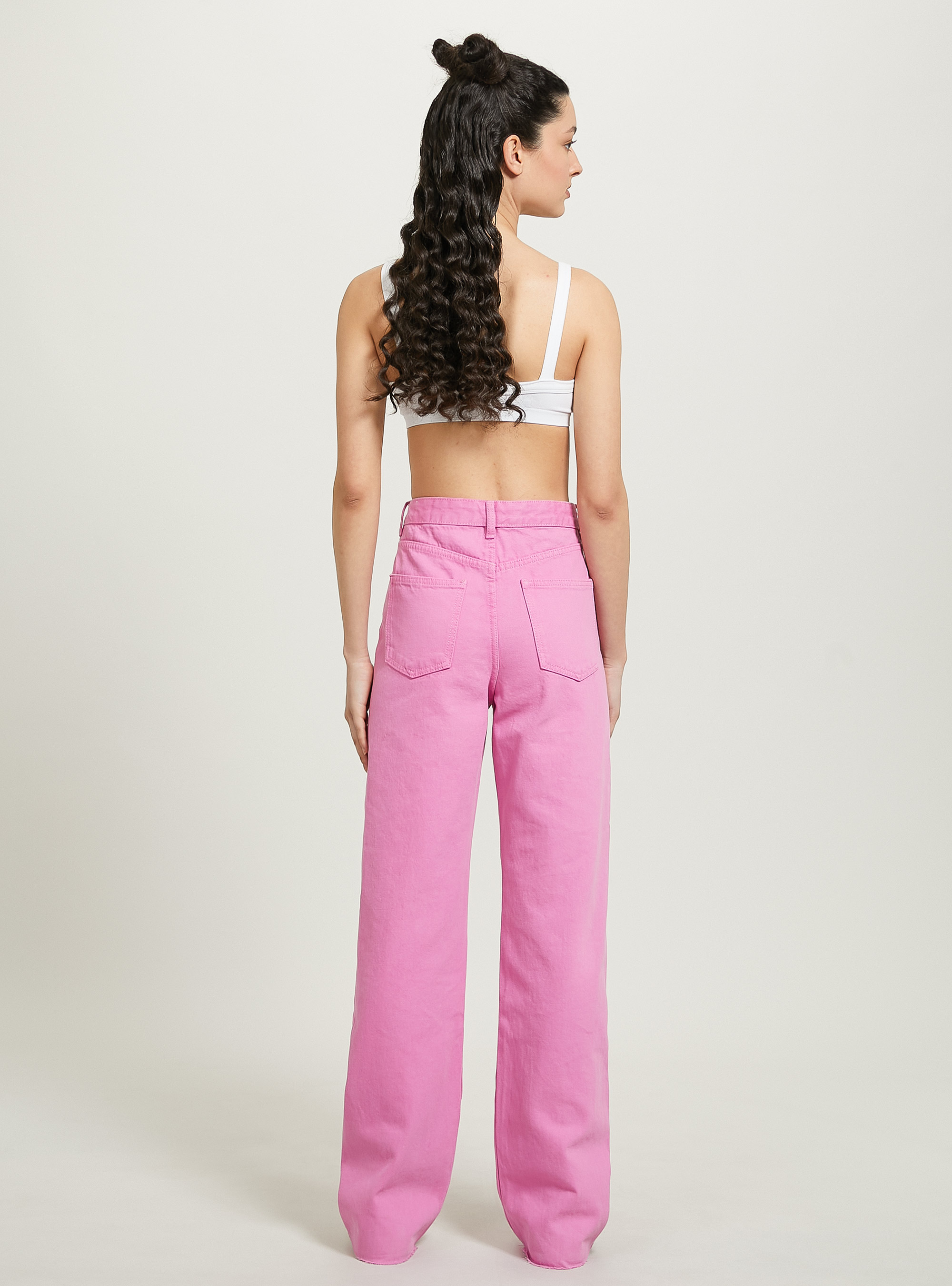 Pantaloni straight full length colorati, PK2 PINK MEDIUM