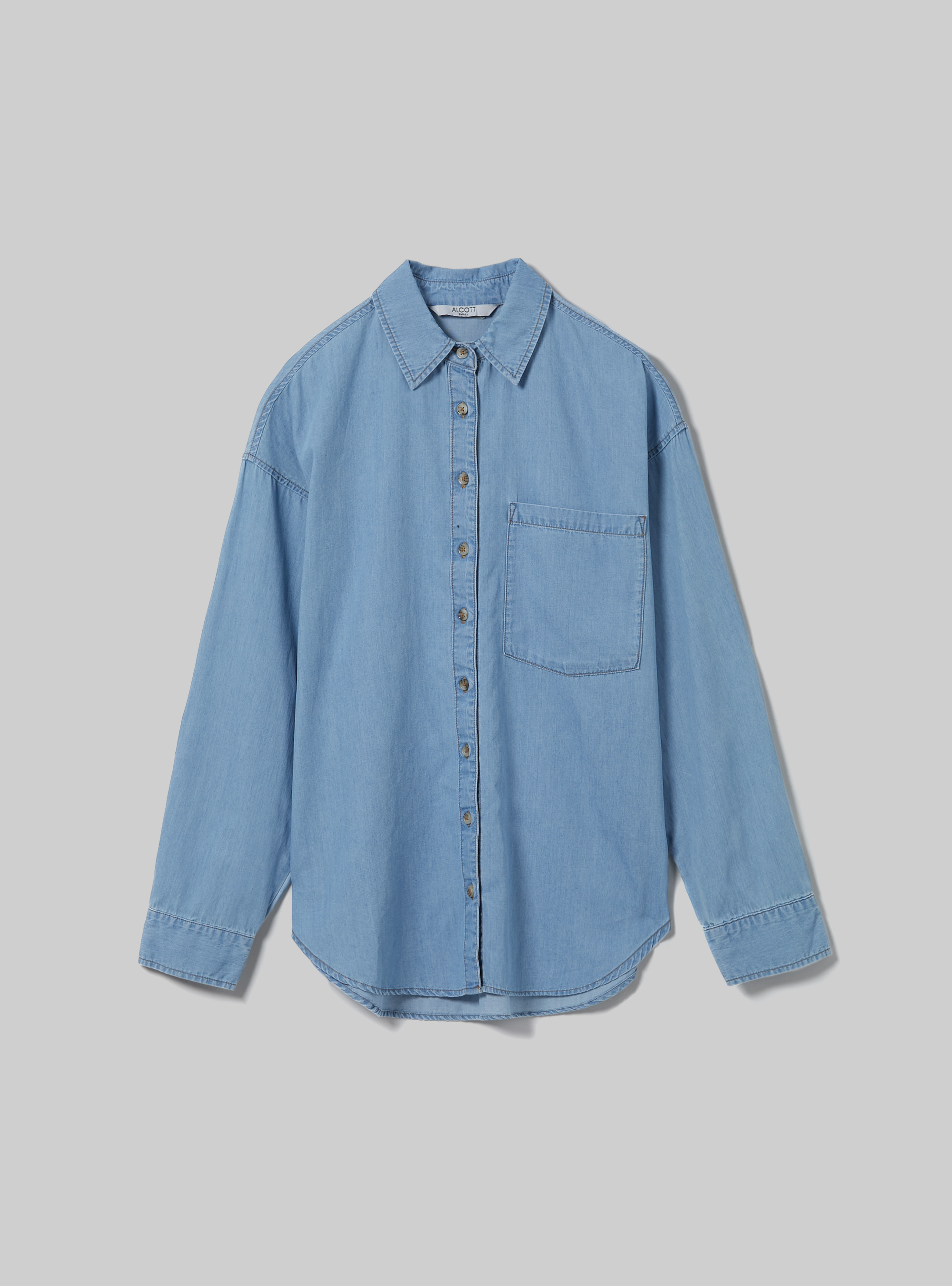 Camicia in denim oversize, D006 AZURE