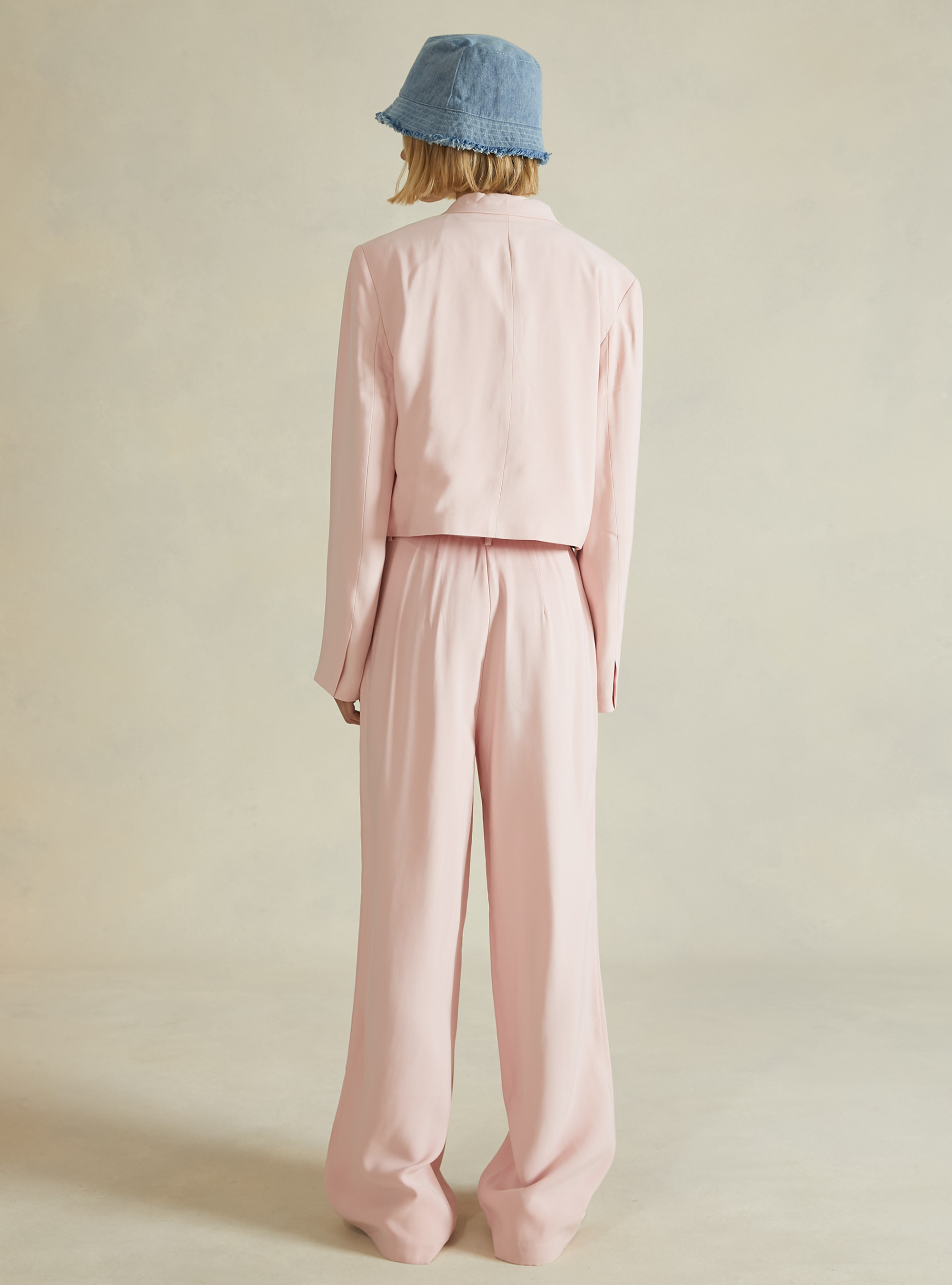 Double breasted soft touch cropped blazer, PK1 PINK DARK