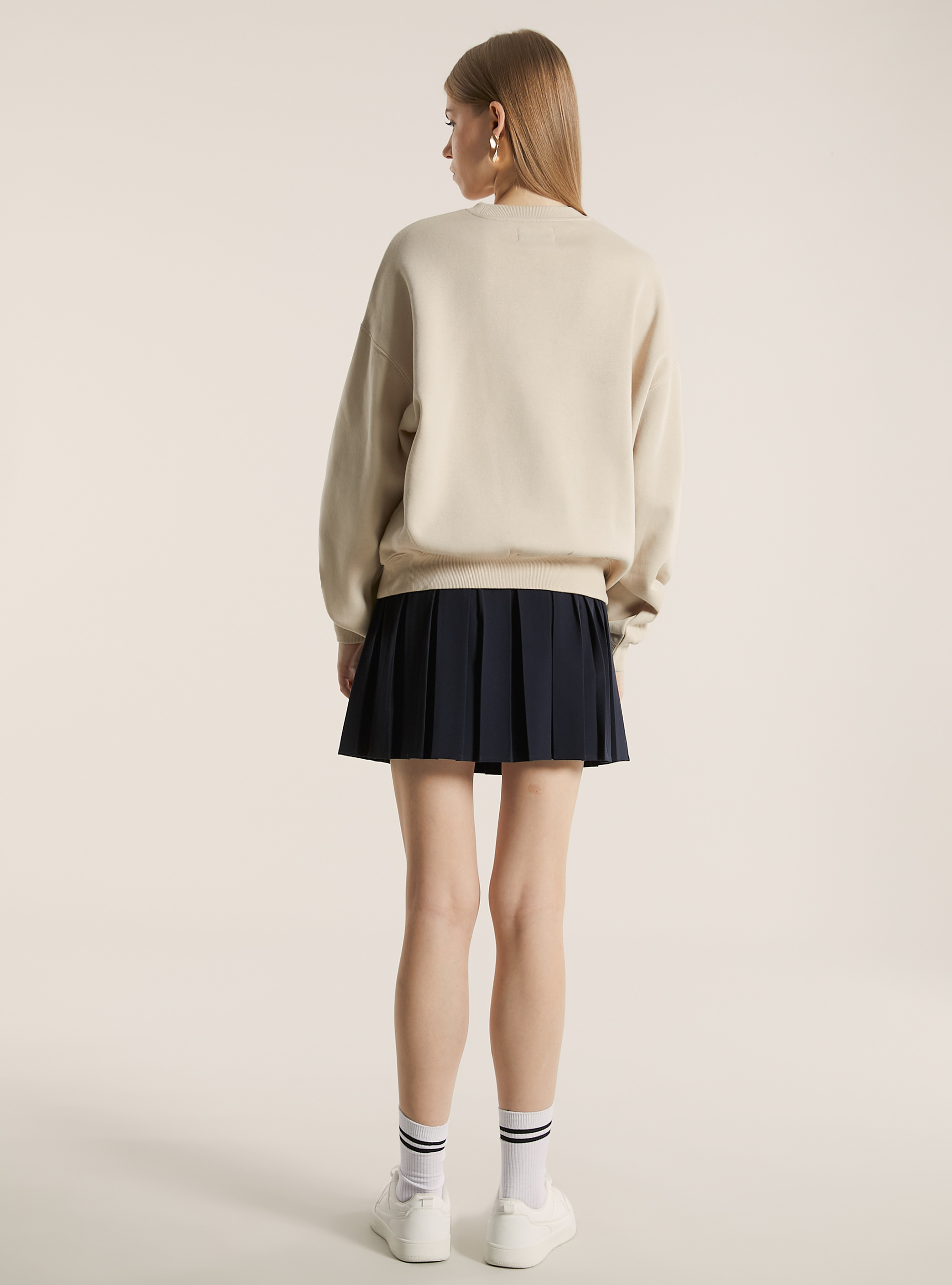 Oversized sweatshirt with print, BG2 BEIGE MEDIUM