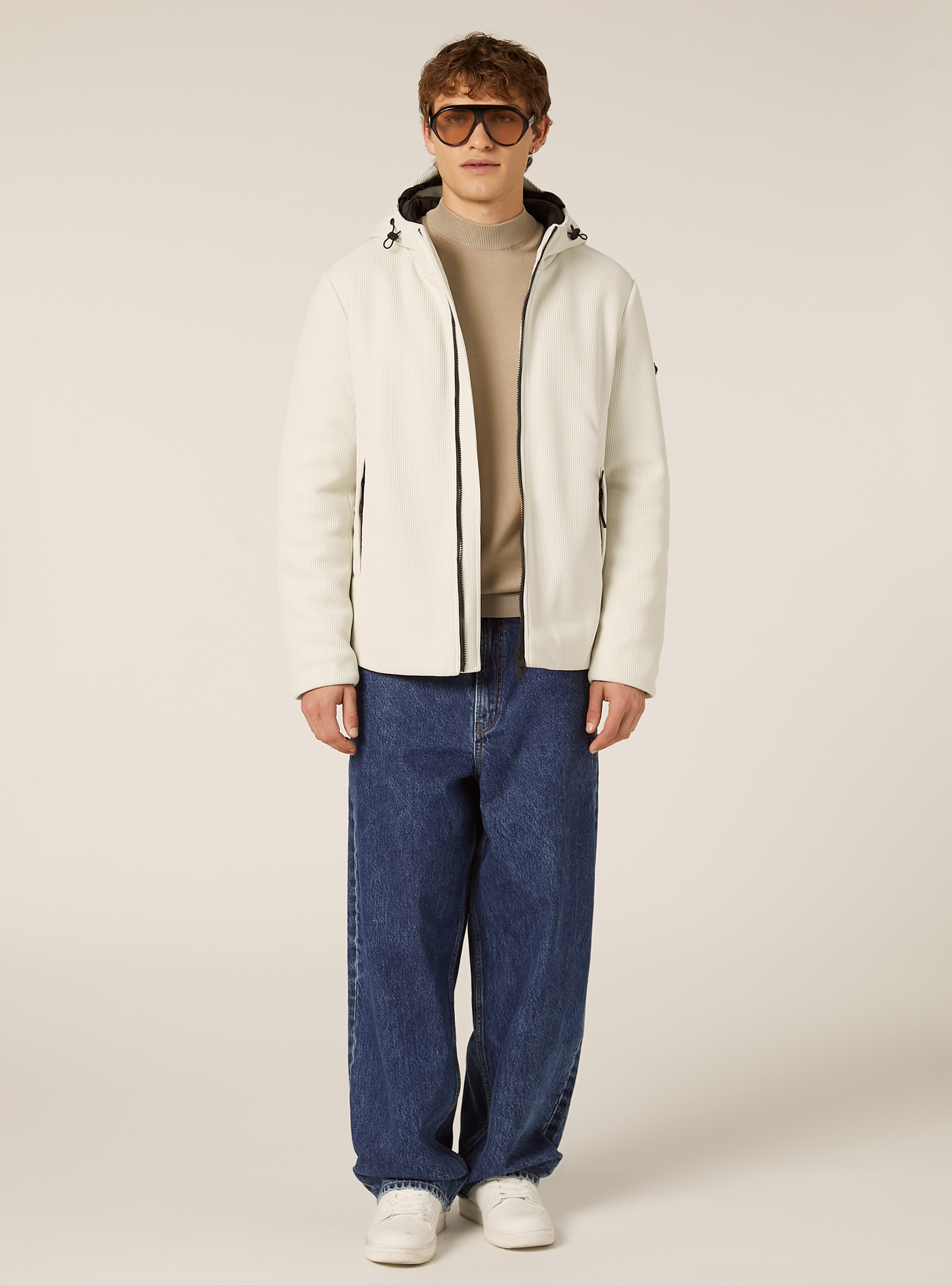 Giubbino imbottito con cappuccio costa inglese, WH1 OFF WHITE