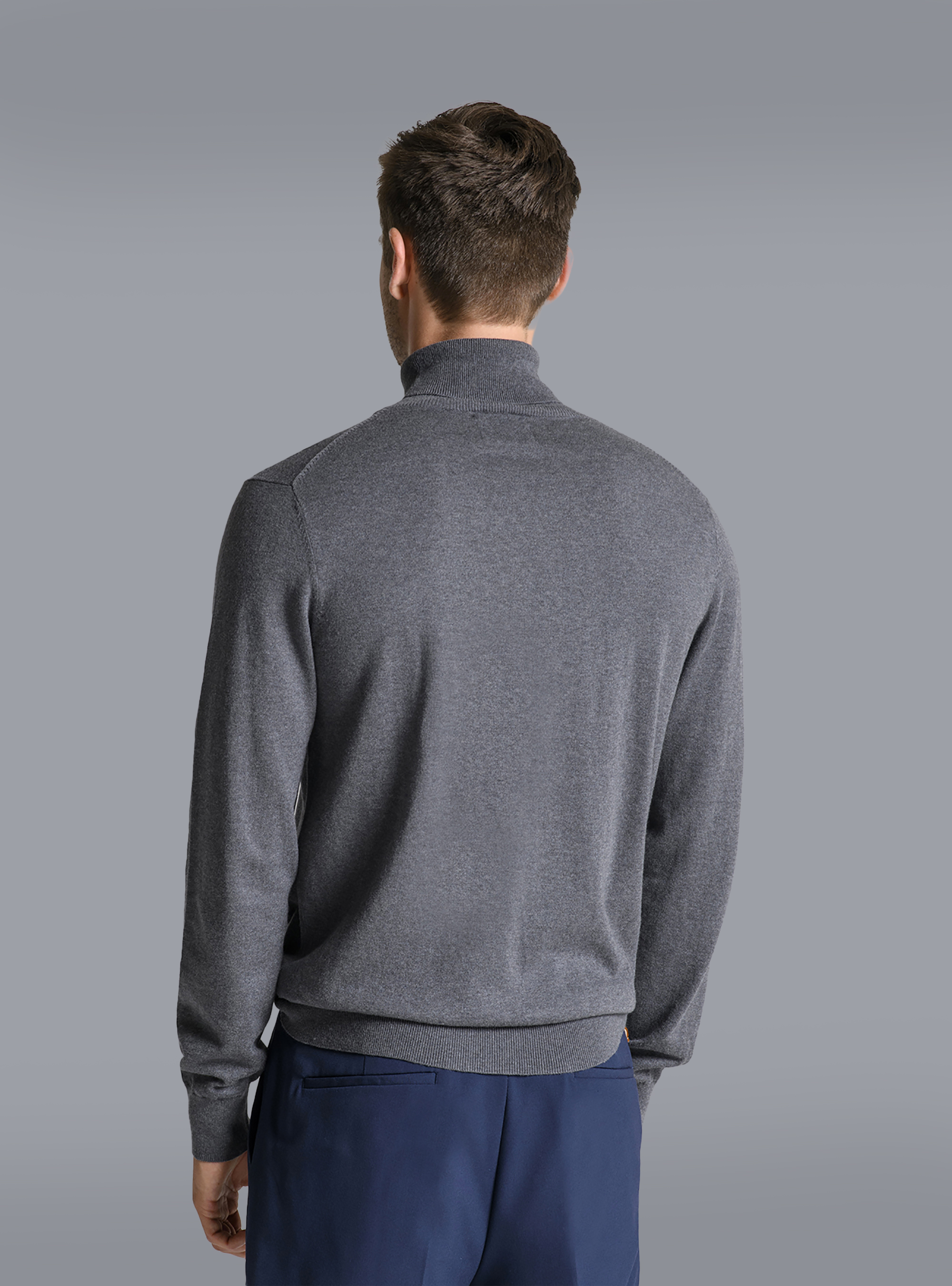 Maglia con collo alto, GRIS OSCURO MELANGE