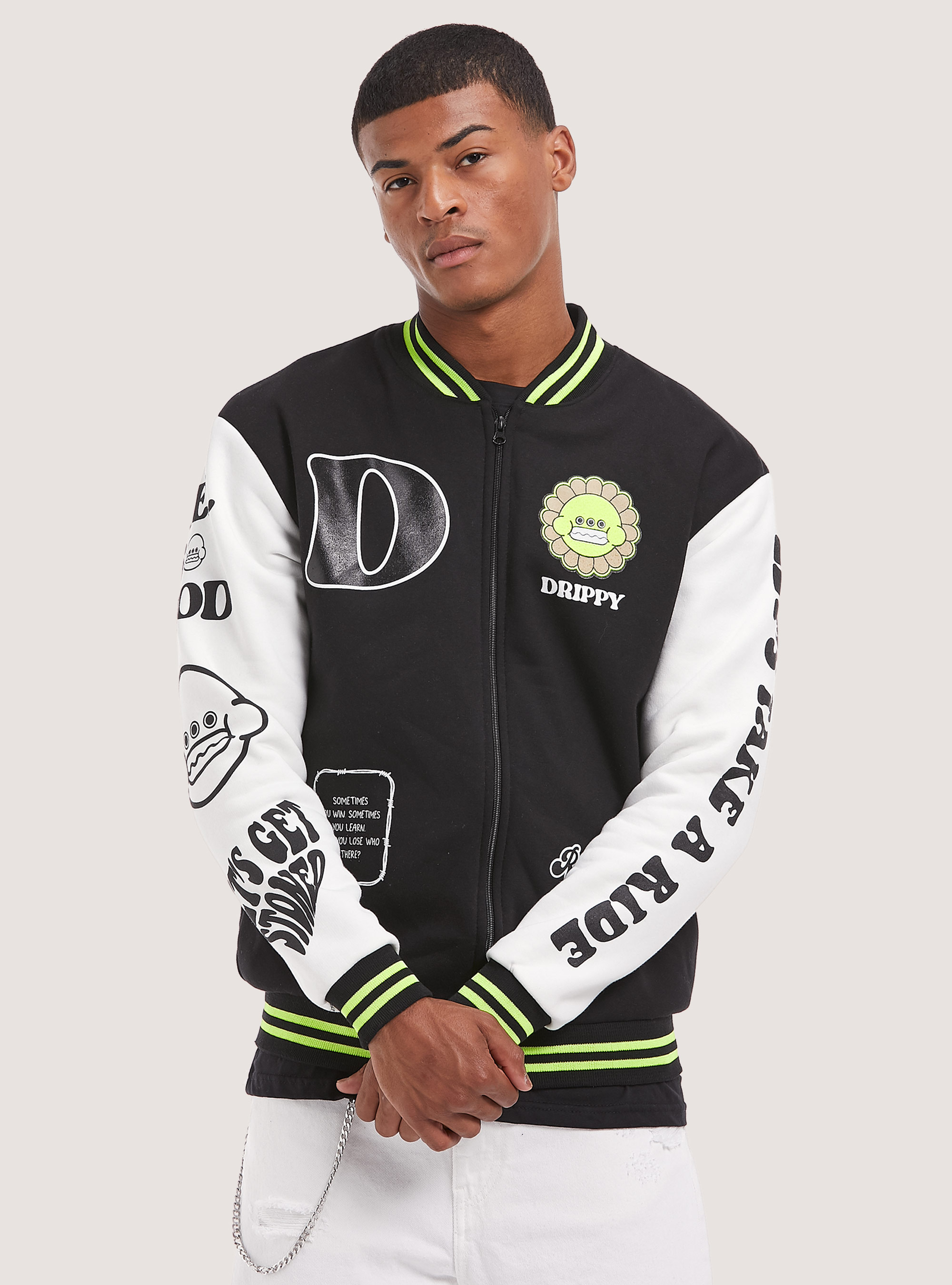 Blouson bombardier avec impression Smile Collection, BK1 BLACK