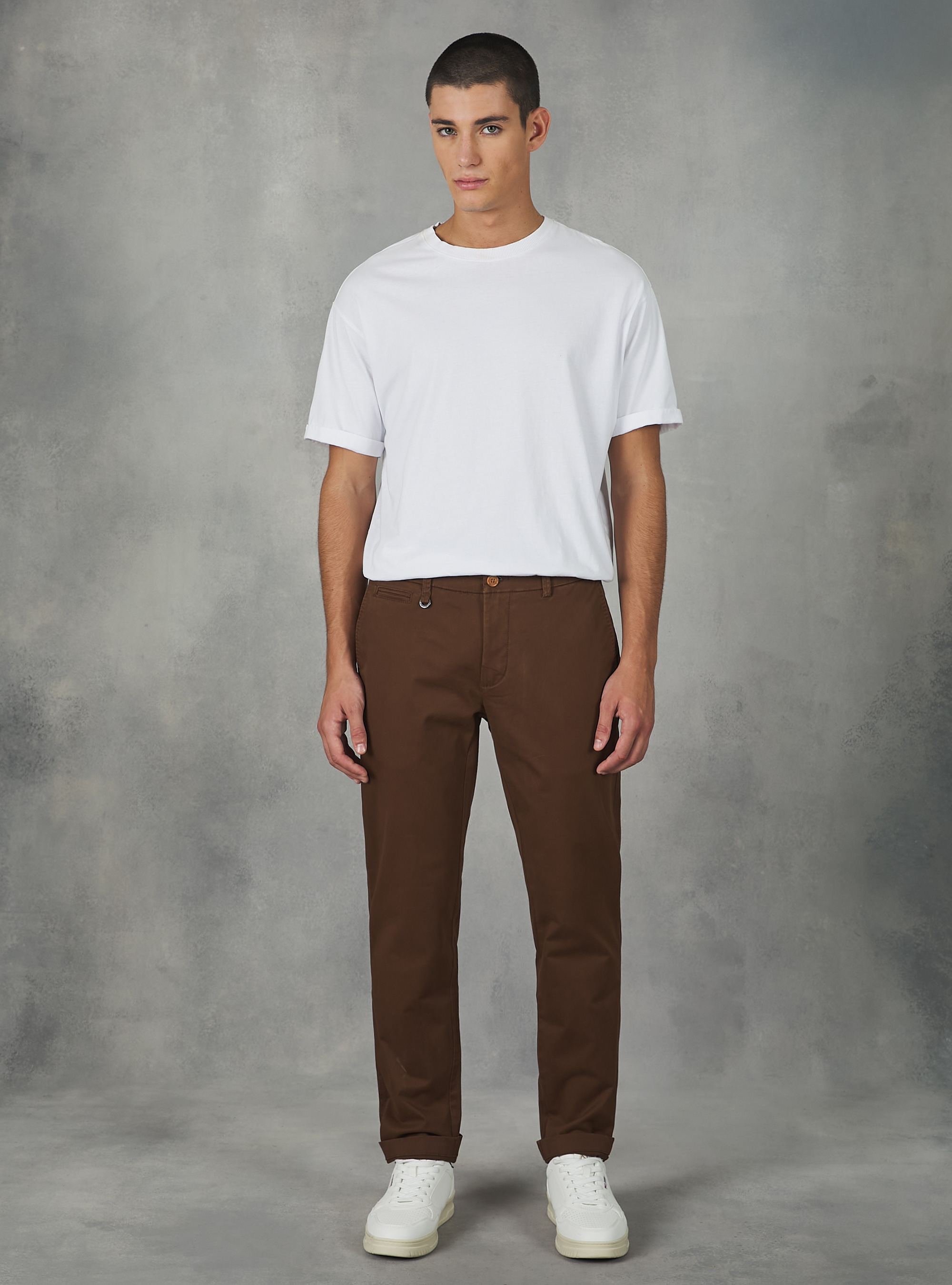 Stretch cotton twill chinos, RT2 RUSTY MEDIUM