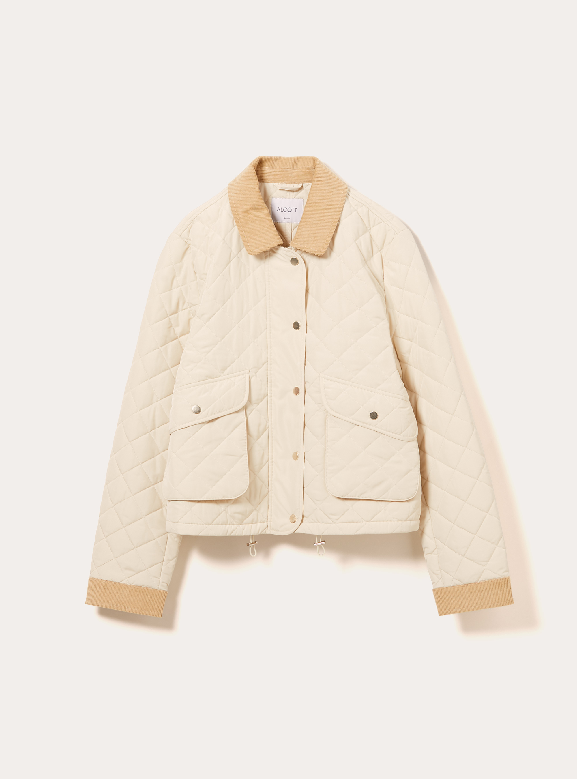 Chaqueta acolchada con cuello de terciopelo, BG3 BEIGE LIGHT