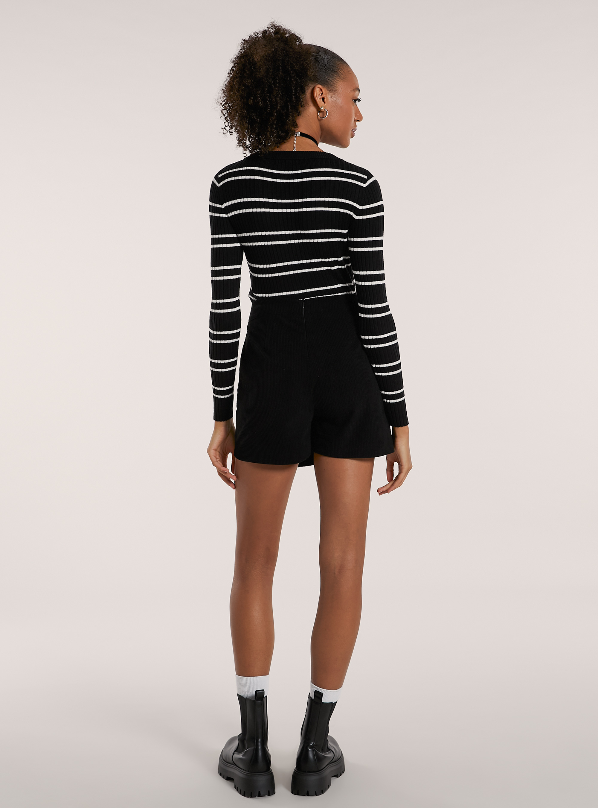 Skorts in velluto a coste, BK1 BLACK