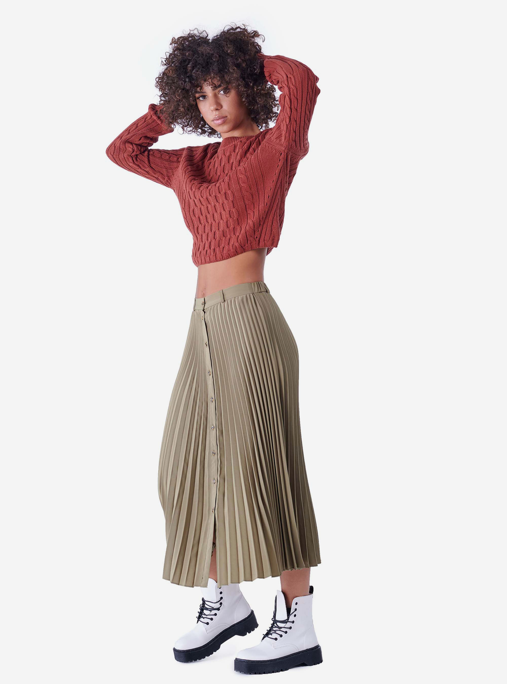 Gonna lunga  plissettata, KAKI