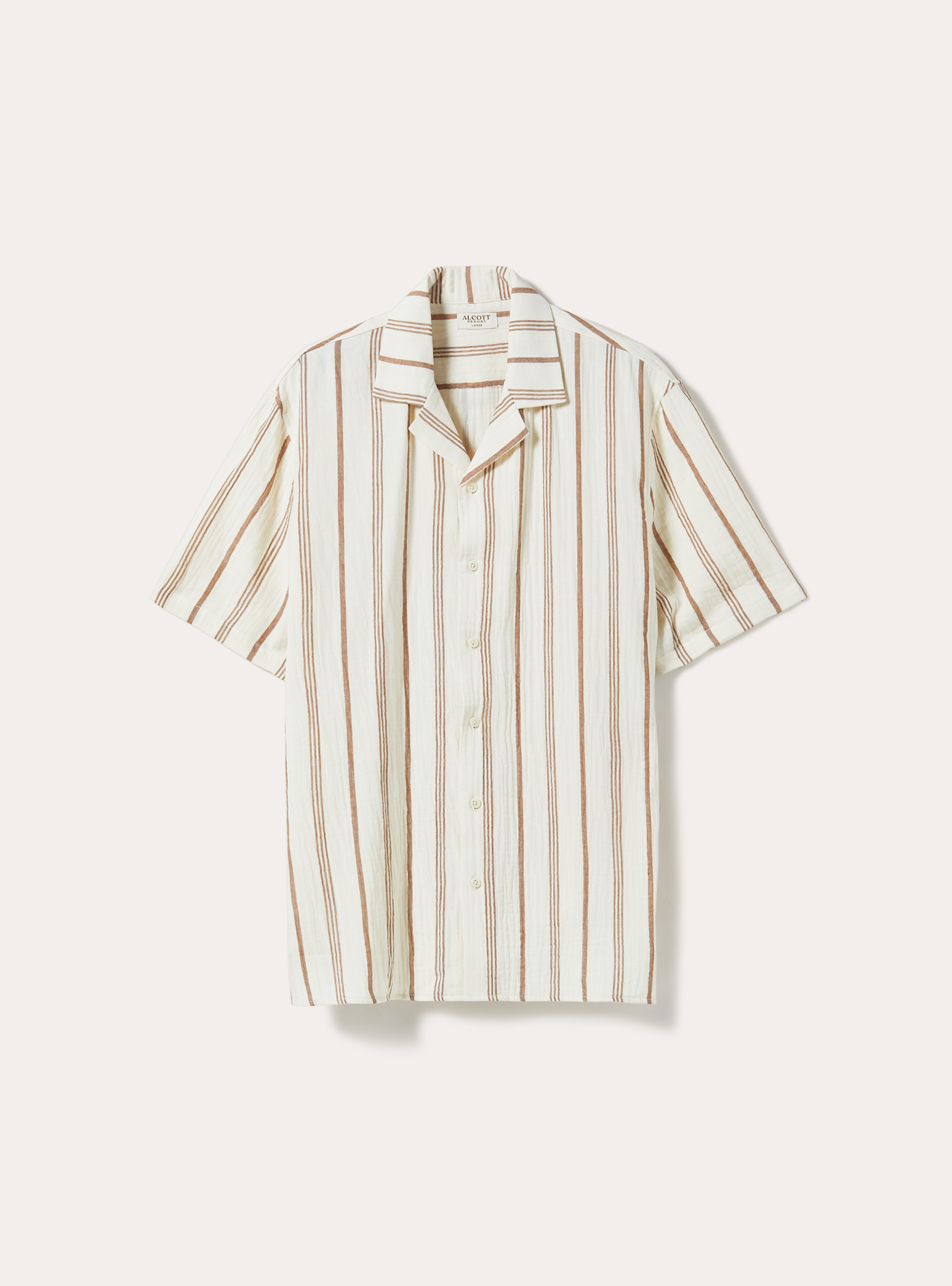 Chemise rayée à manches courtes, BG2 BEIGE MEDIUM