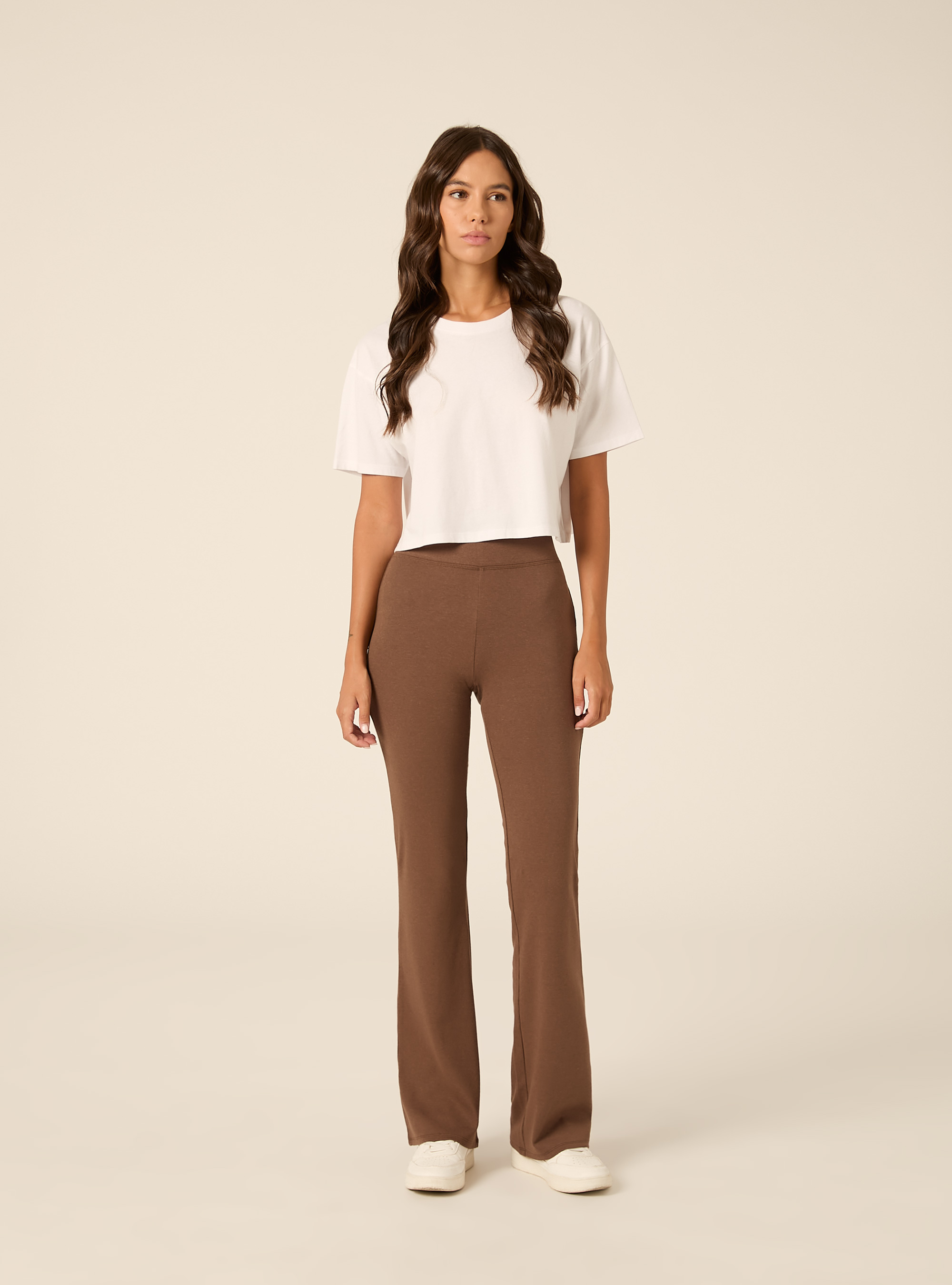 Leggings flare, MARRONE MEDIO